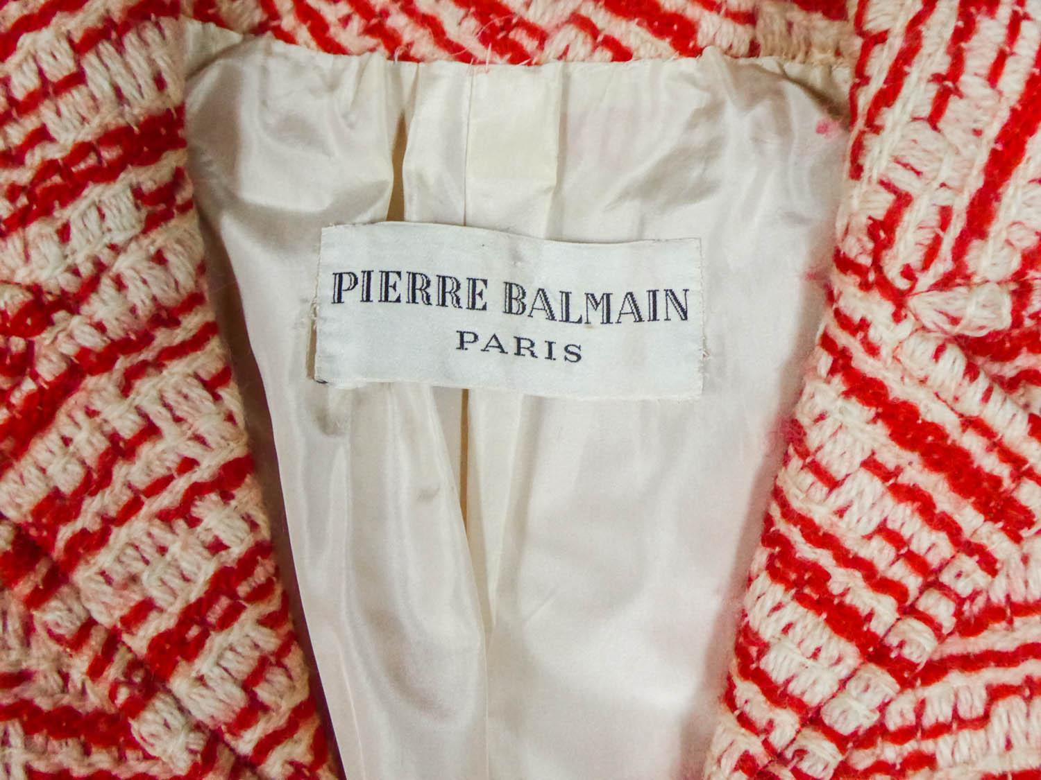 Couture Pierre Balmain Chiné-Strickmantel, ca. 1970 (Pink)