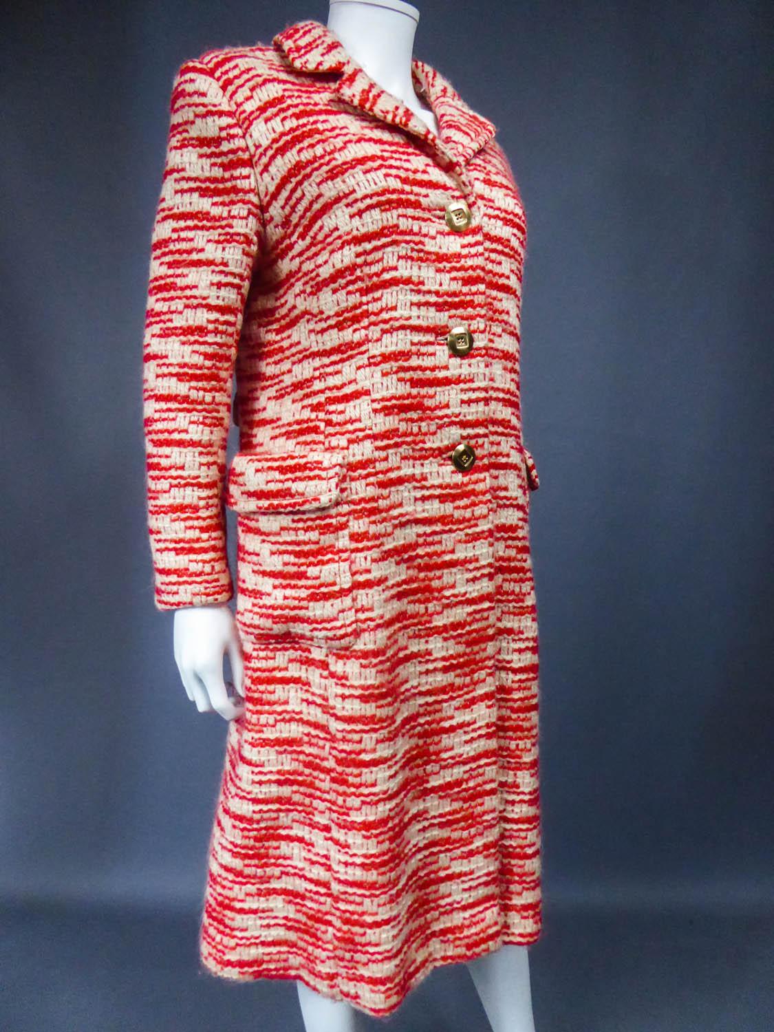 A Pierre Balmain Couture Chiné Knitted Coat Circa 1970 4