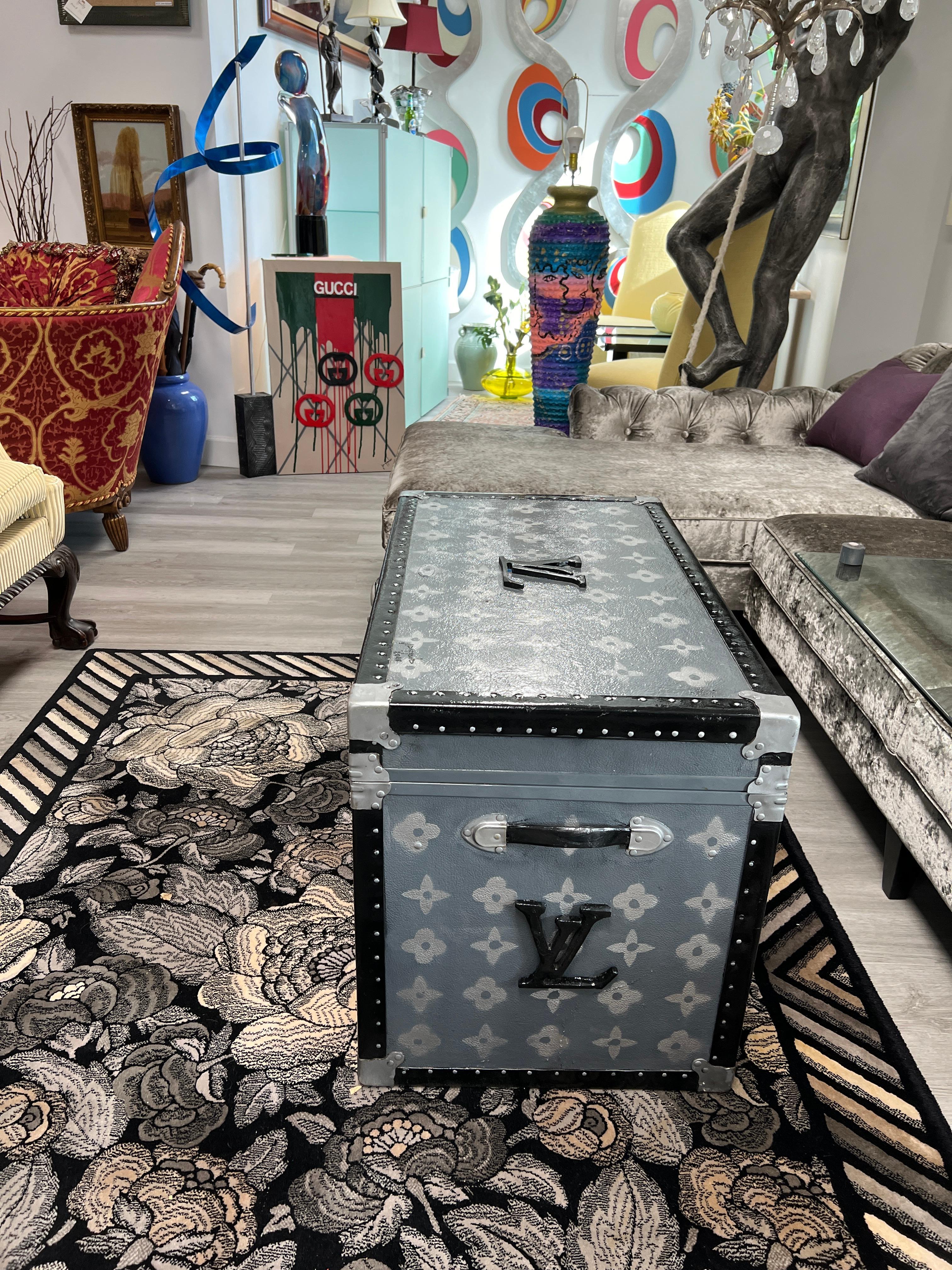 Couture Pop Art Coffee Table -  Louis Vuitton-Inspired Trunk For Sale 4