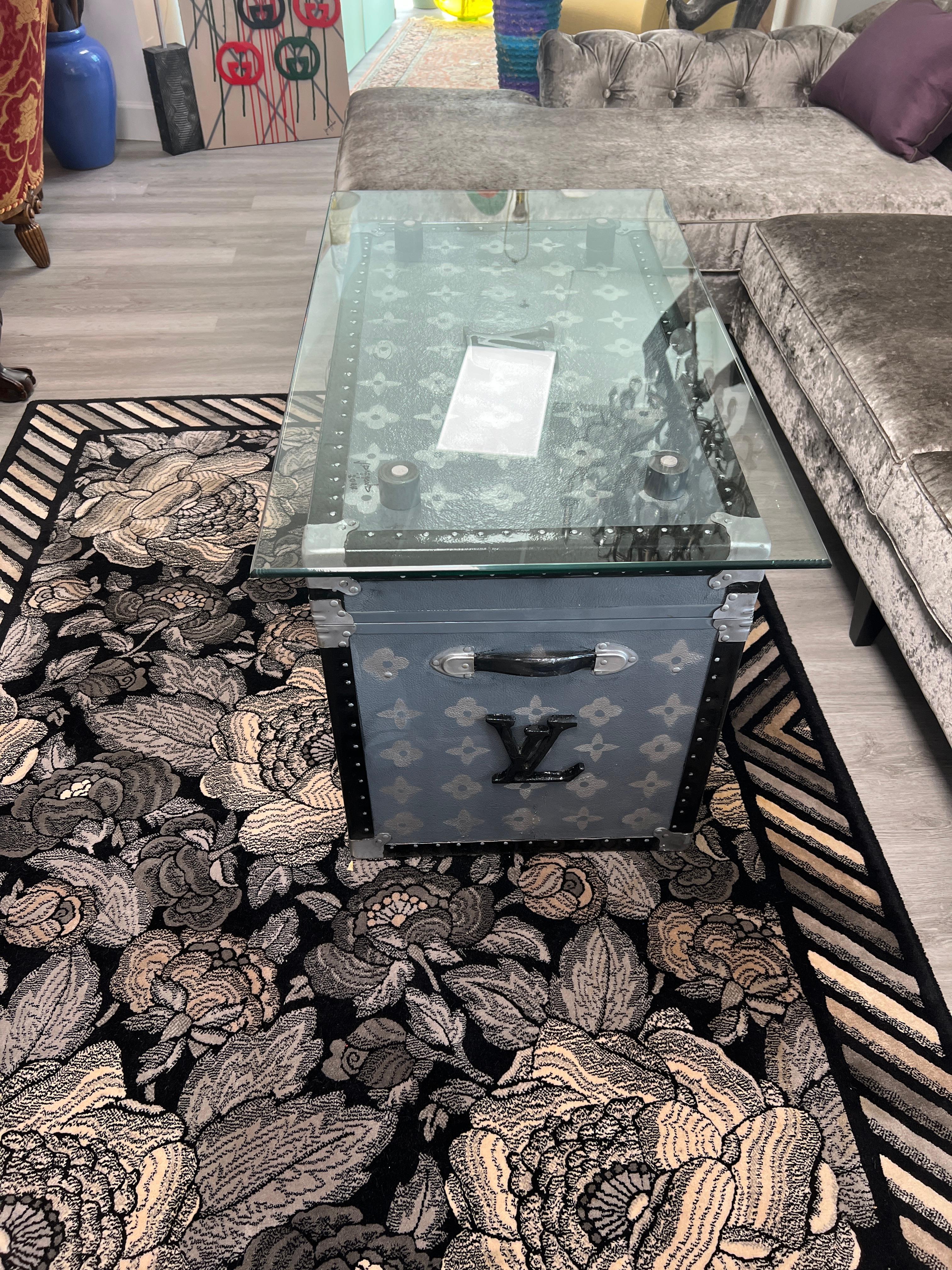 Couture Pop Art Coffee Table -  Louis Vuitton-Inspired Trunk In New Condition For Sale In North Palm Beach, FL