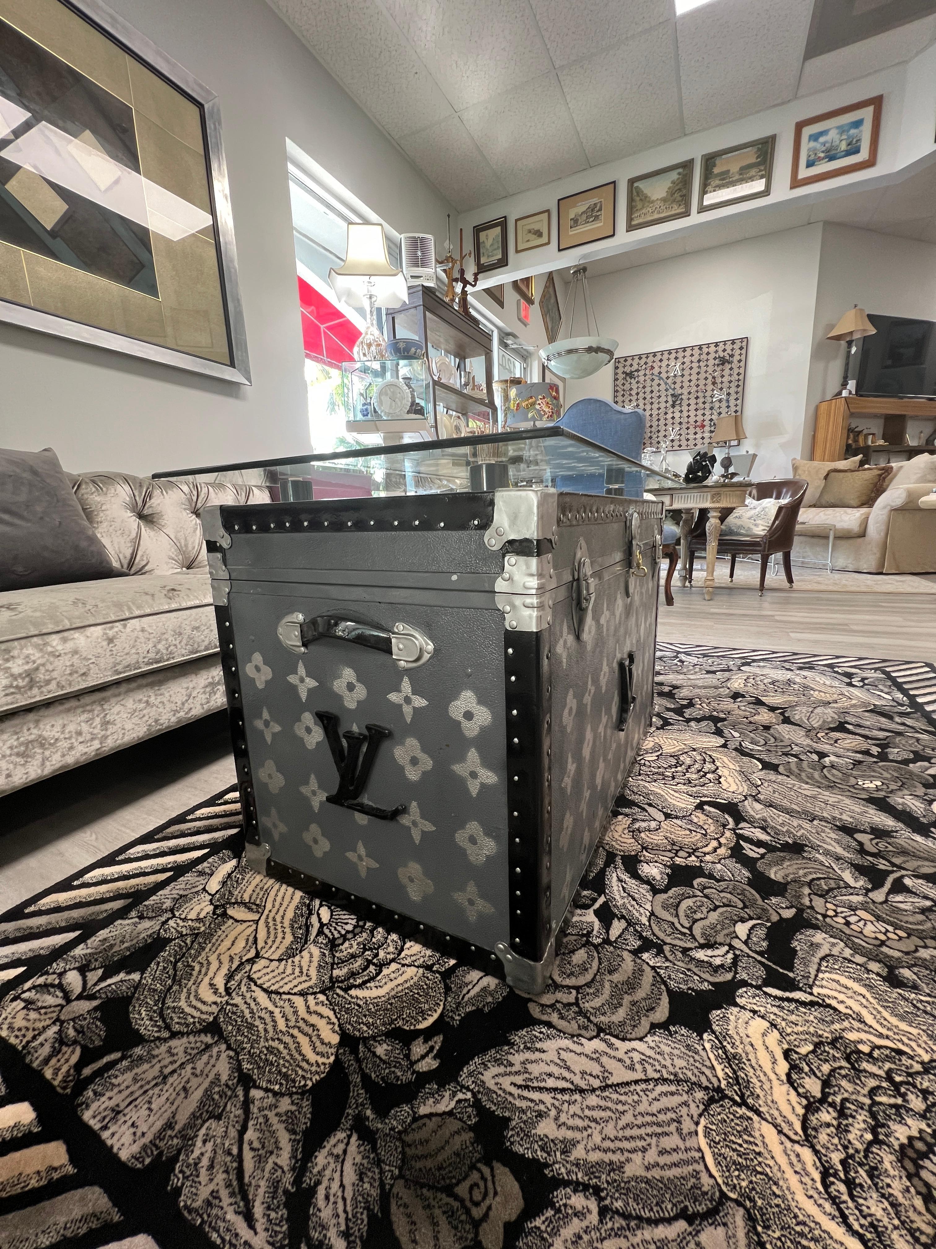 Metal Couture Pop Art Coffee Table -  Louis Vuitton-Inspired Trunk For Sale