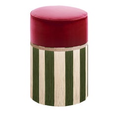 Couture Riga' Fringed Burgundy & Green Ottoman by Lorenza Bozzoli Couture