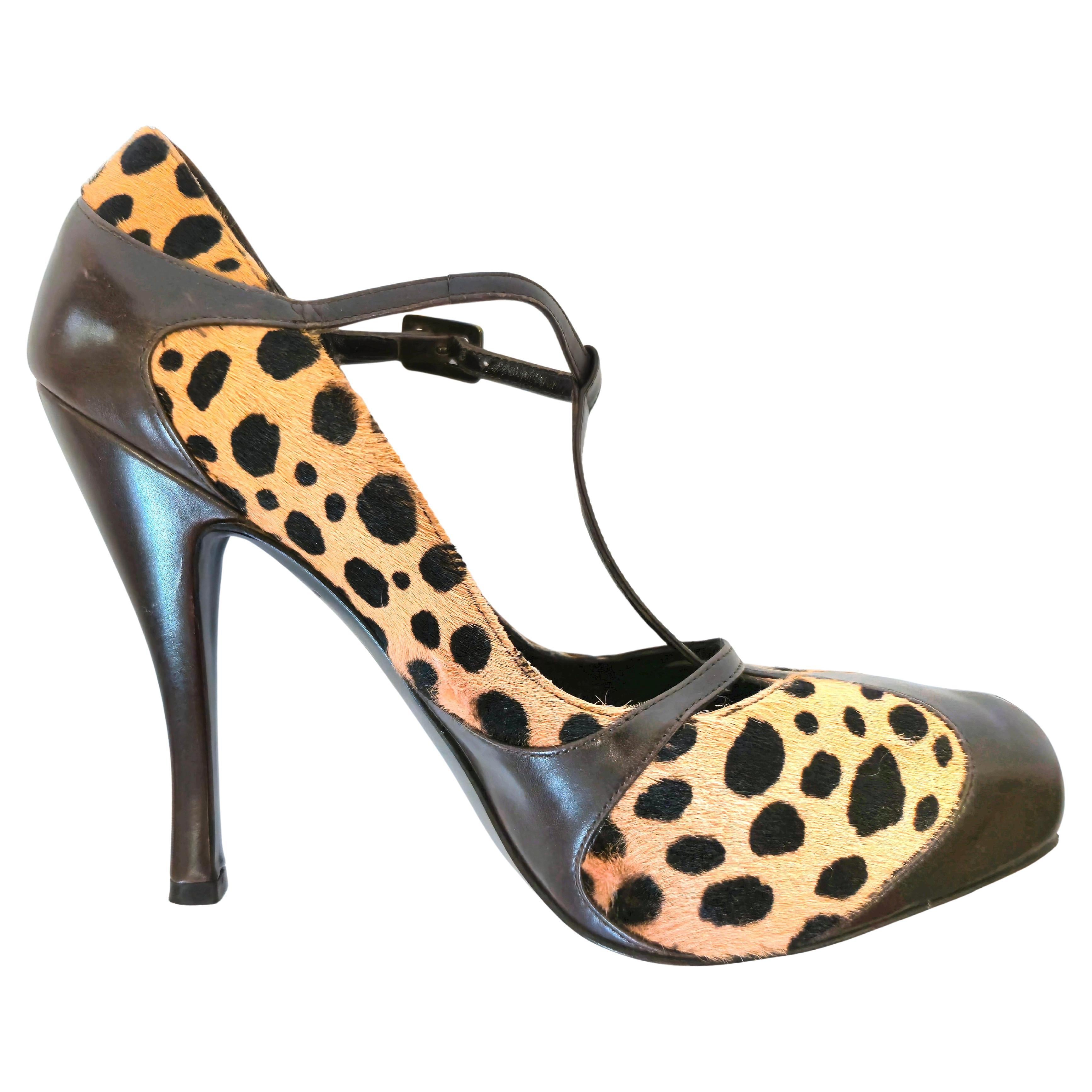 Couture Roger Vivier Paris metà anni 2000 Pumps a spillo in pelle e capelli grossi in vendita 1