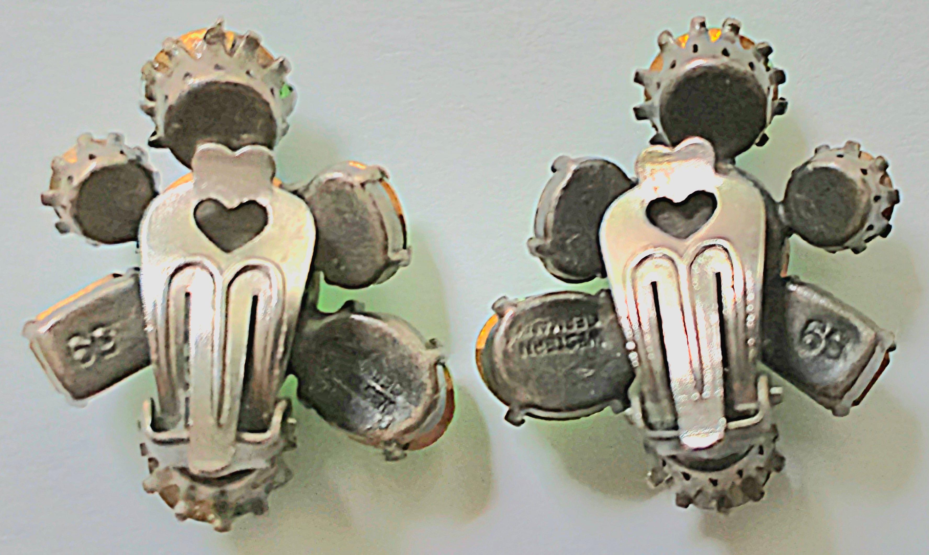 Modern Couture S/S1956 SignedDiorDesigner First AB Crystals Western Germany Earrings For Sale
