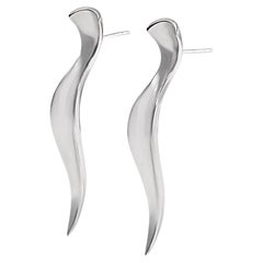 Used Couture Sculptural Contemporary, Long Pointed Earrings in 18K White Gold