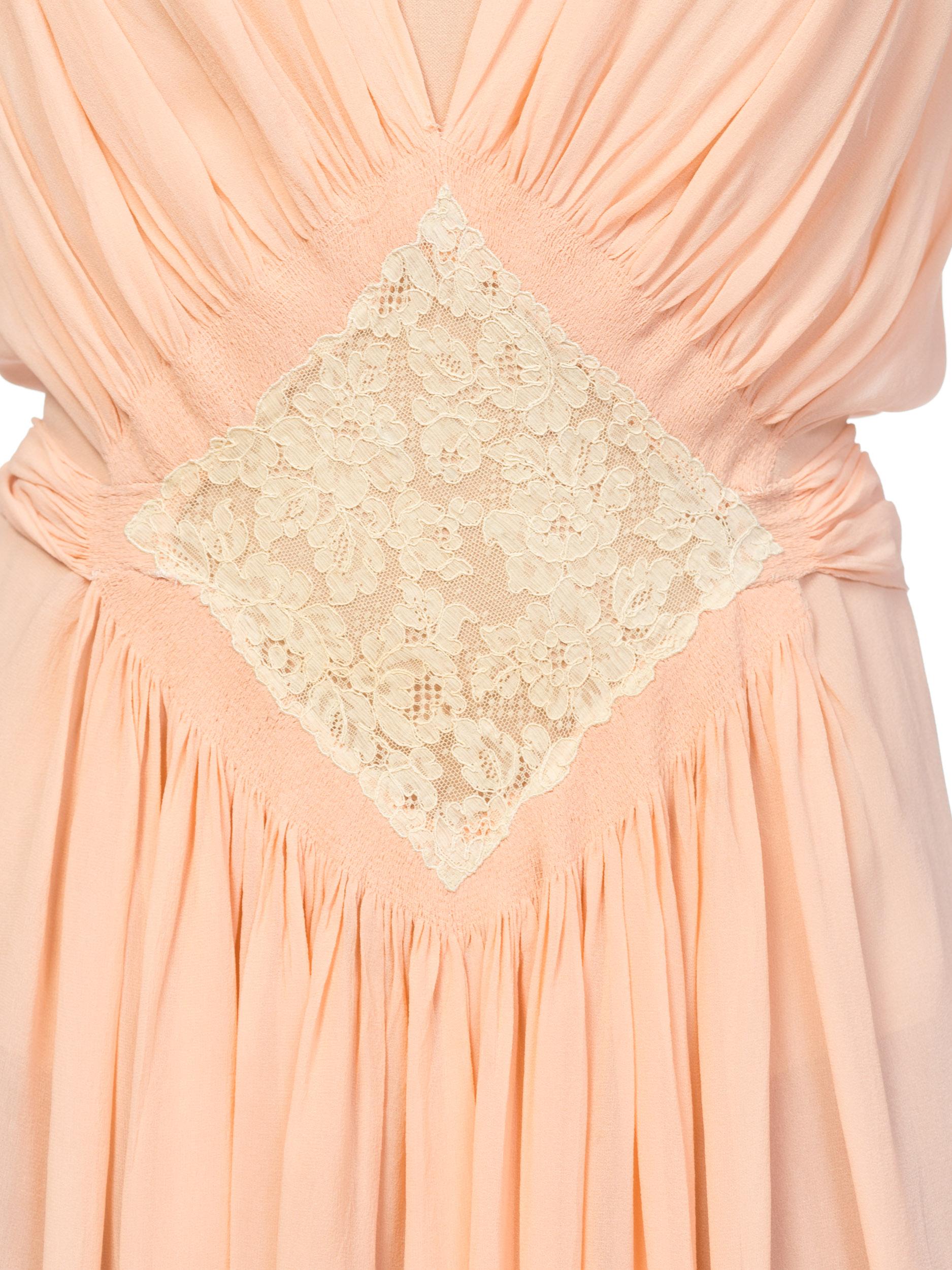 Couture Sheer Silk Chiffon 1930s Negligee With Lace 4