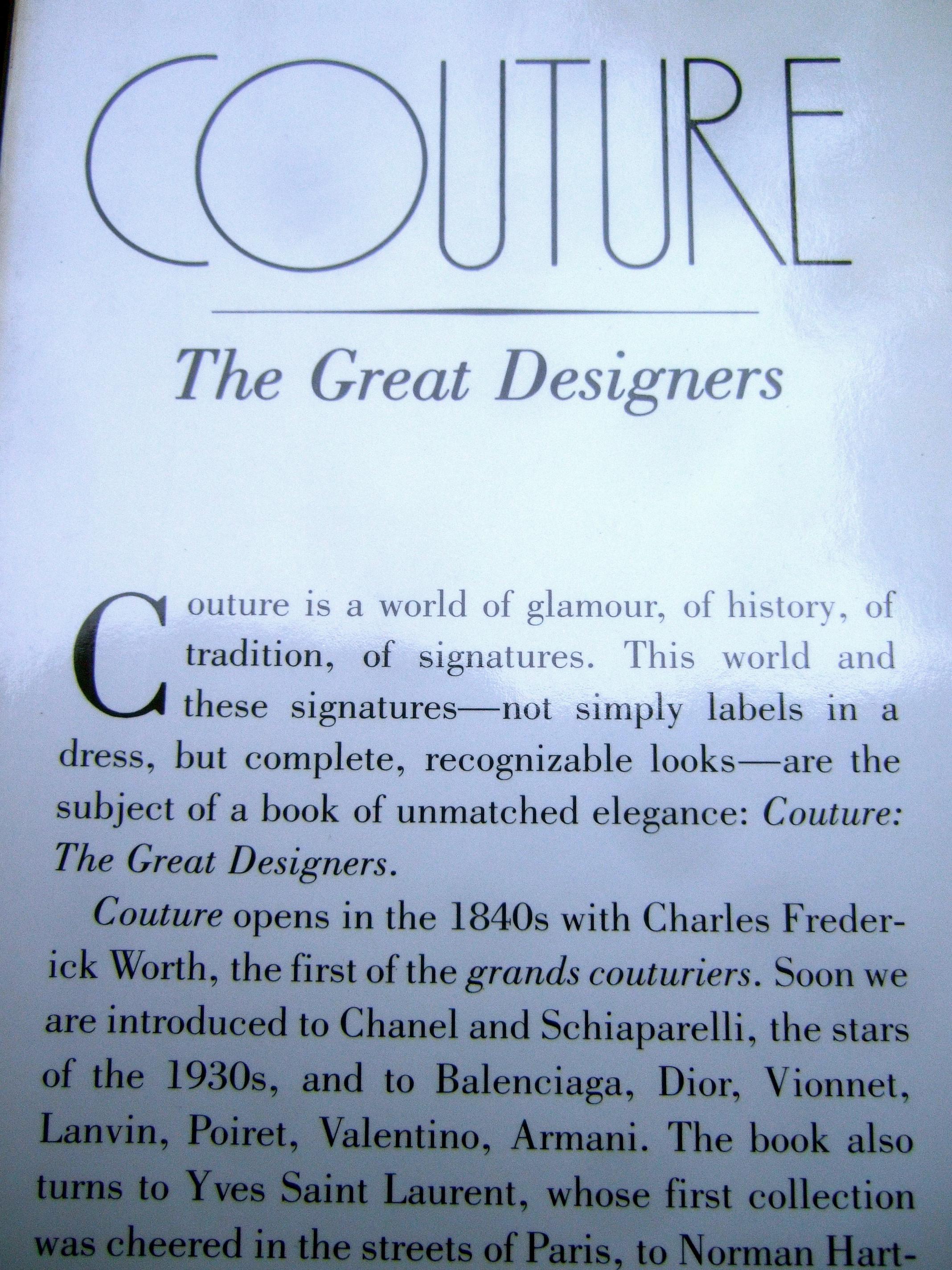 Couture The Great Designers Book by Caroline Rennolds Millbank c 1985 For Sale 11