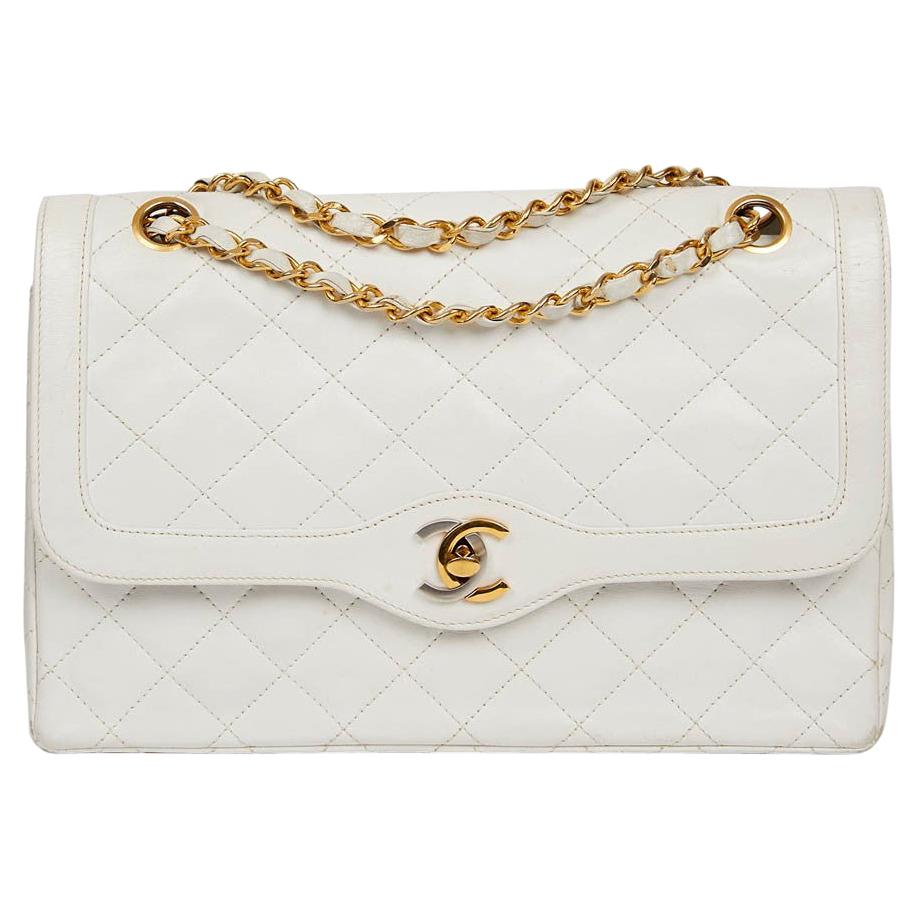 Couture Timeless CHANEL Vintage Bag in White Lambskin Leather at 1stDibs