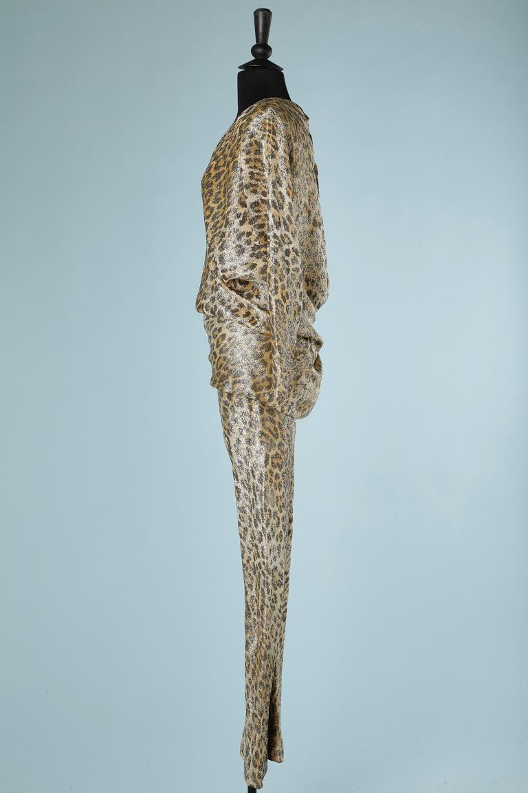 Women's Couture tunique and trouser ensemble in leopard lurex Givenchy F.W 1969 Numbered For Sale