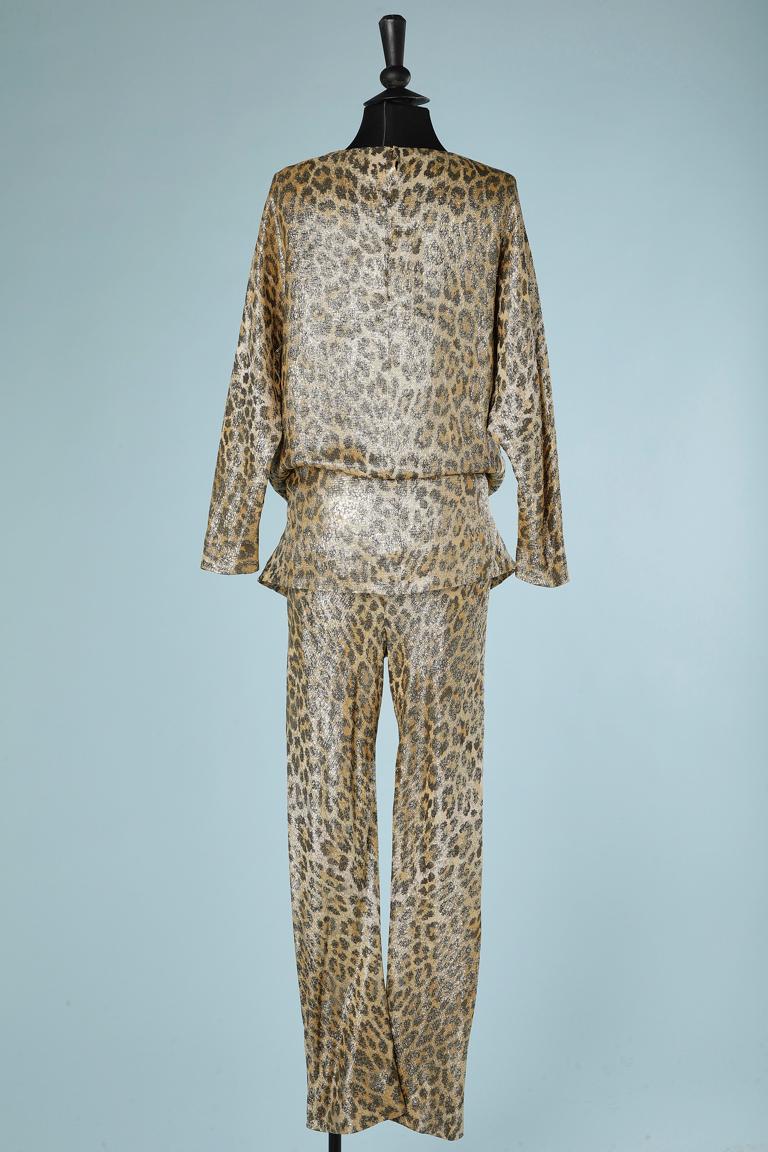 Couture tunique and trouser ensemble in leopard lurex Givenchy F.W 1969 Numbered For Sale 1