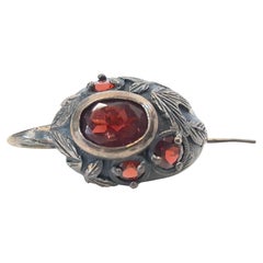 Couture 2000s Four HandCut Rubies Italian Goldsmith Sterling Silver Hook Earring