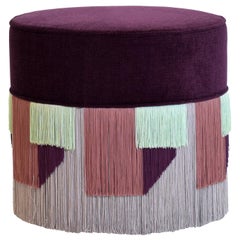 Couture Violet Pouf with Geometric Fringe