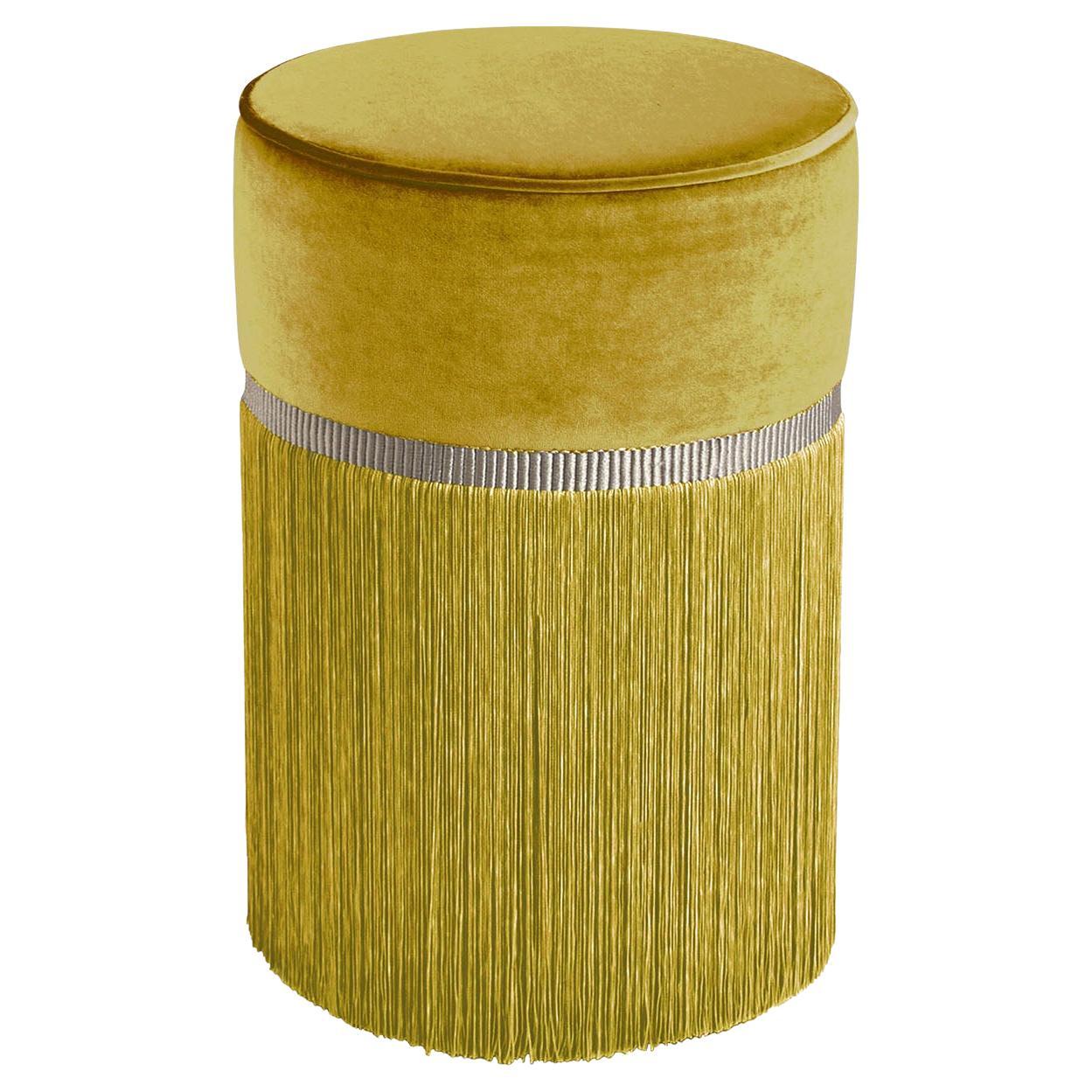 Couture Yellow Pouf by Lorenza Bozzoli Design For Sale