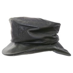 CoutureBillCunningham SoftTopHat MidCentury MonroeOrBrandoStyled BlackLeatherCap