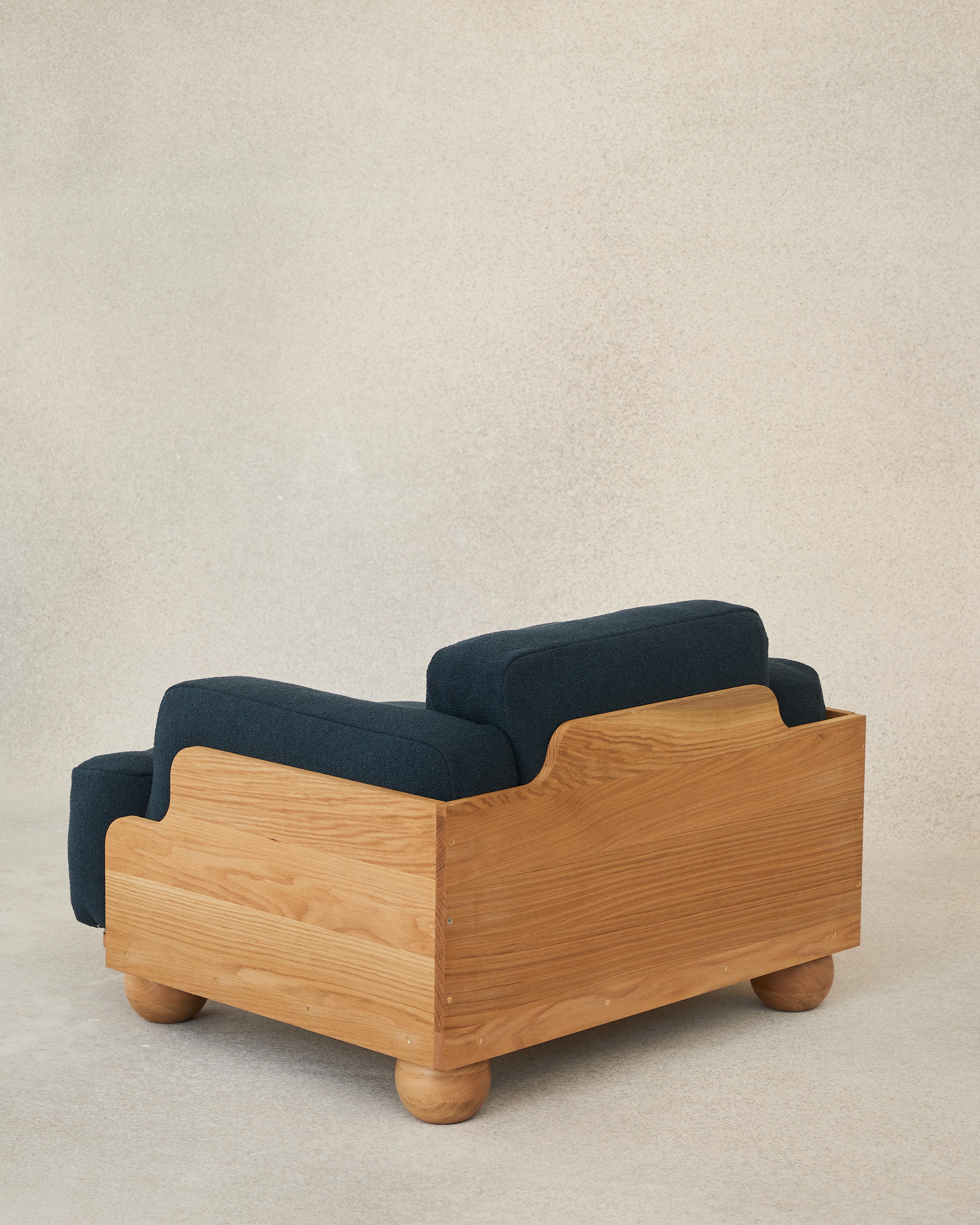 Modern Cove Armchair in Midnight Blue For Sale