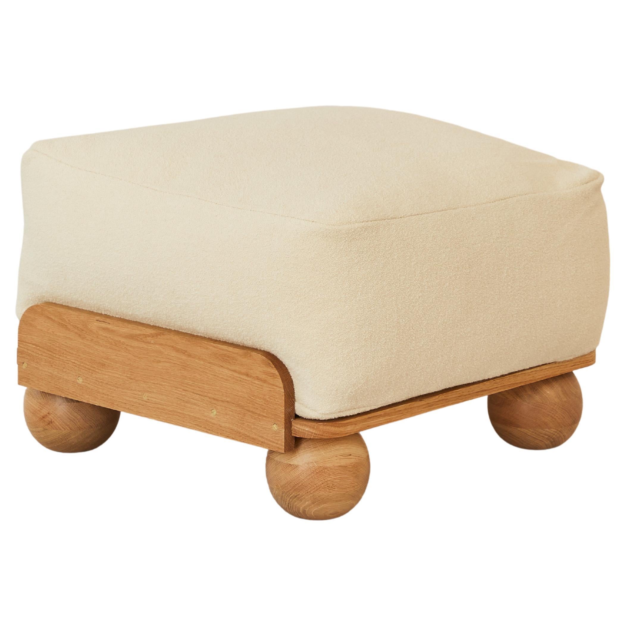 Cove Footstool in Chalk White For Sale