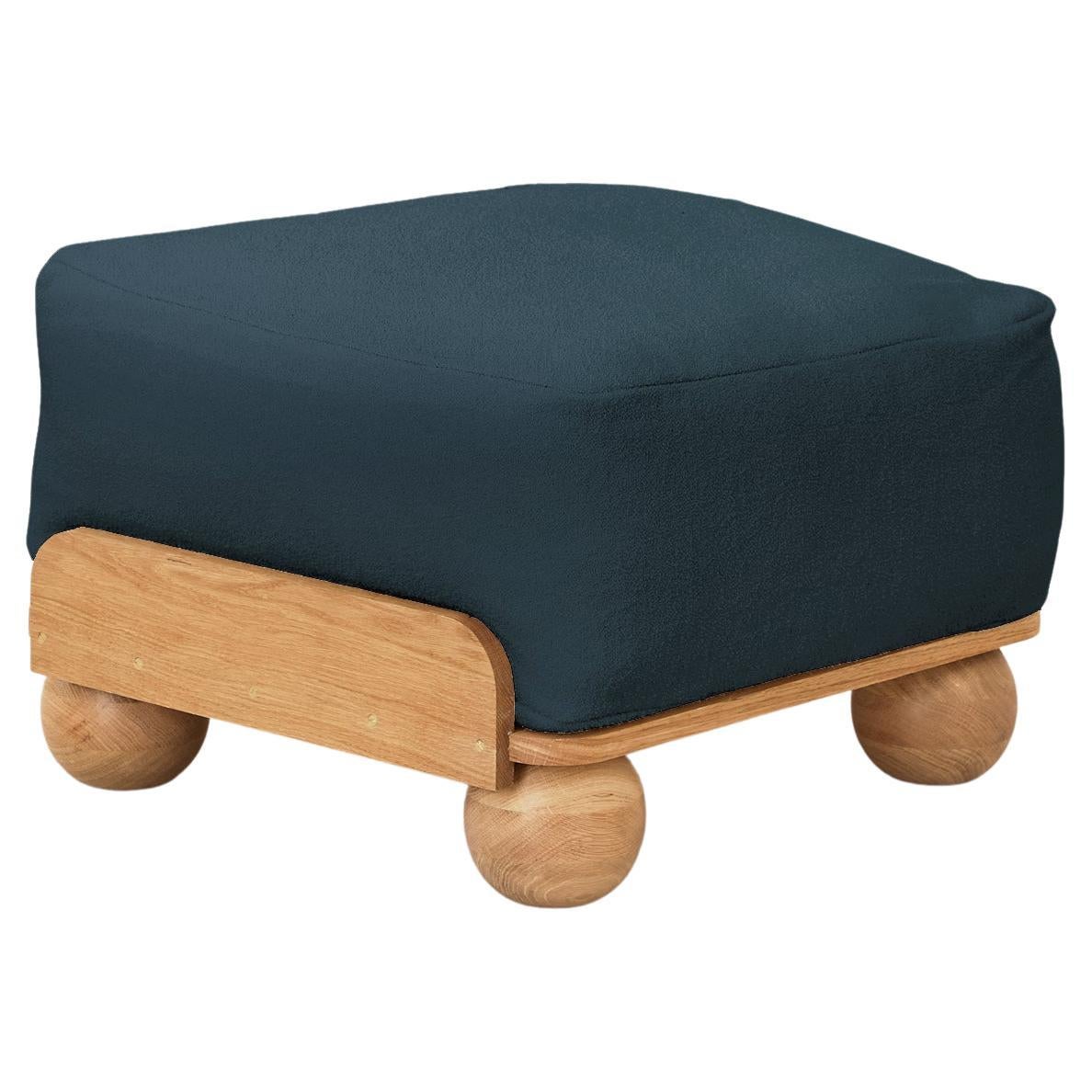 Cove Footstool in Midnight Blue For Sale
