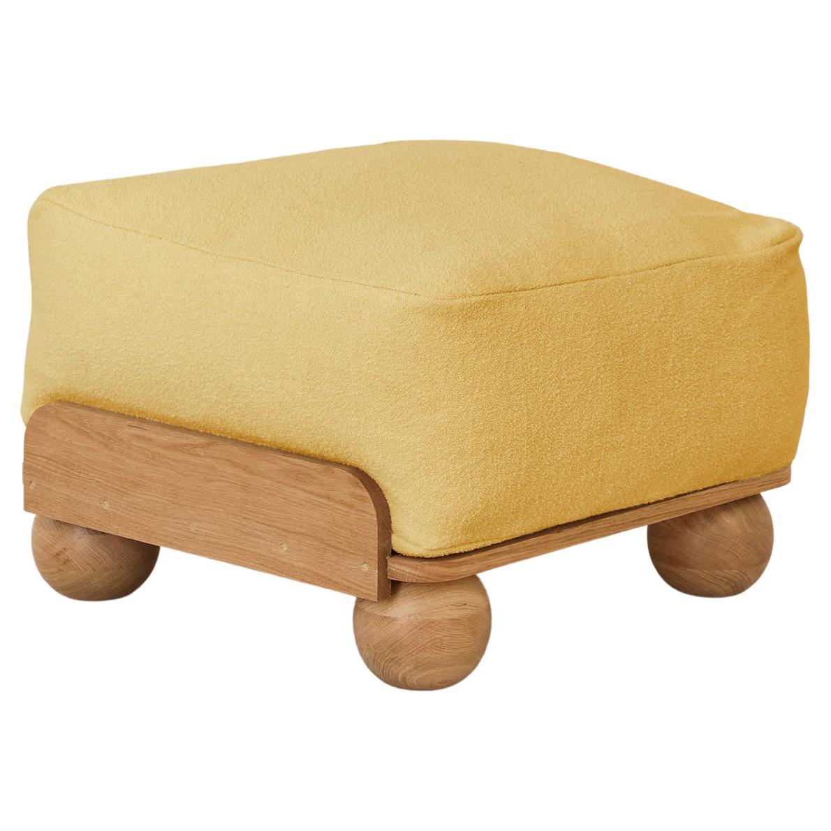 Cove Footstool in Straw Yellow For Sale