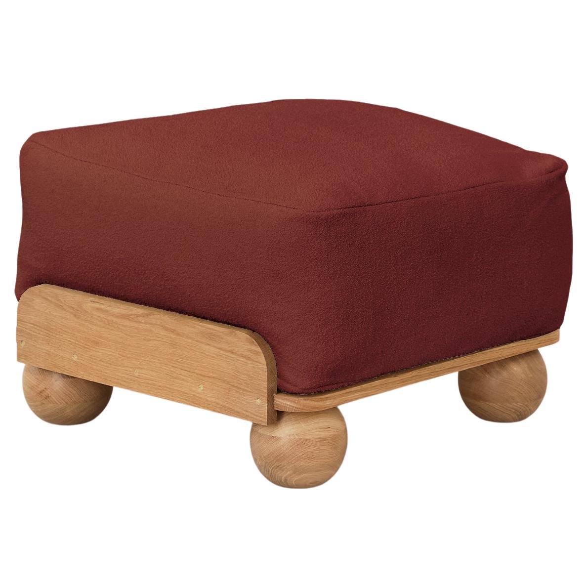Cove Footstool in Terracotta Red For Sale