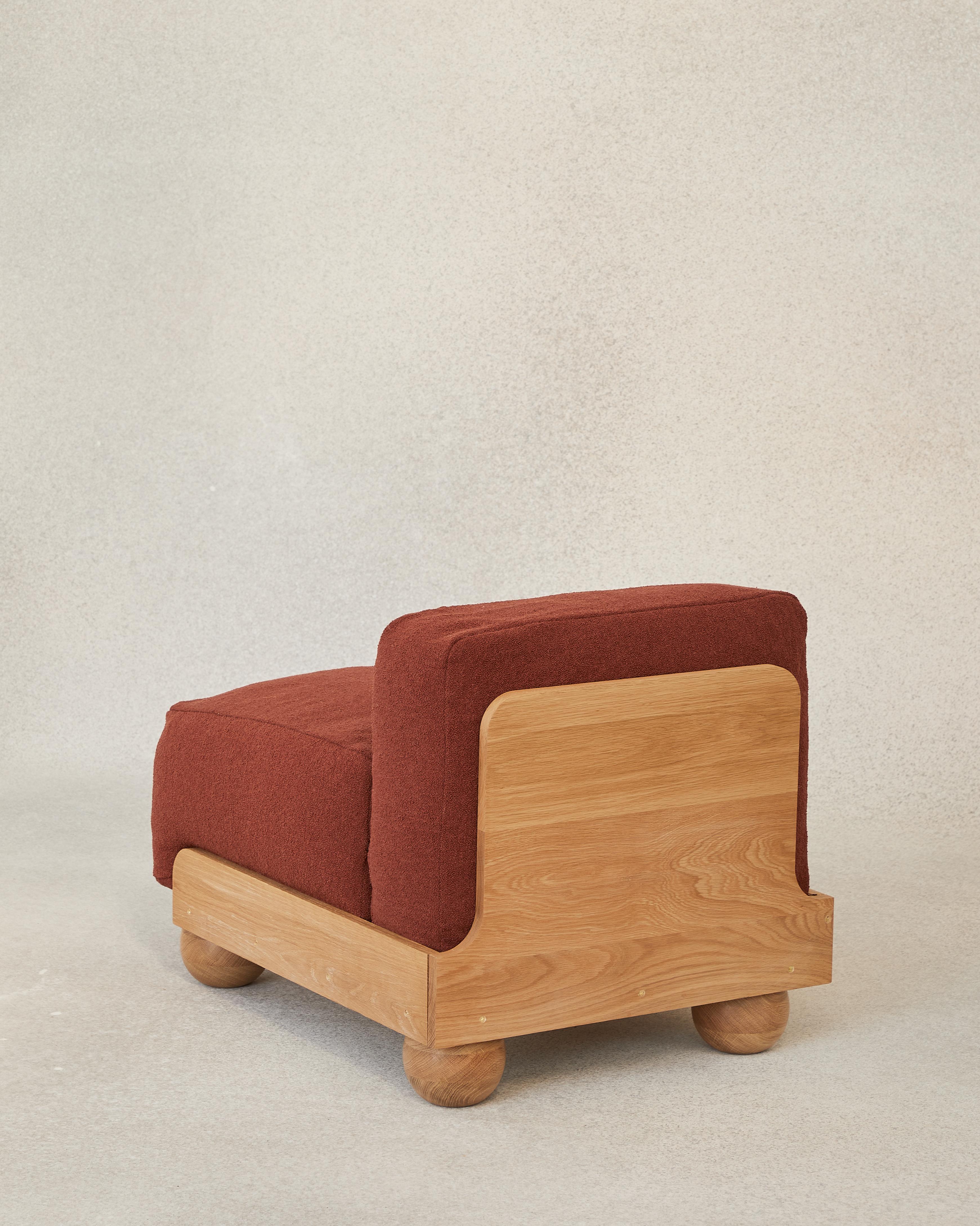 Modern Cove Slipper Chair in Terracotta Red For Sale