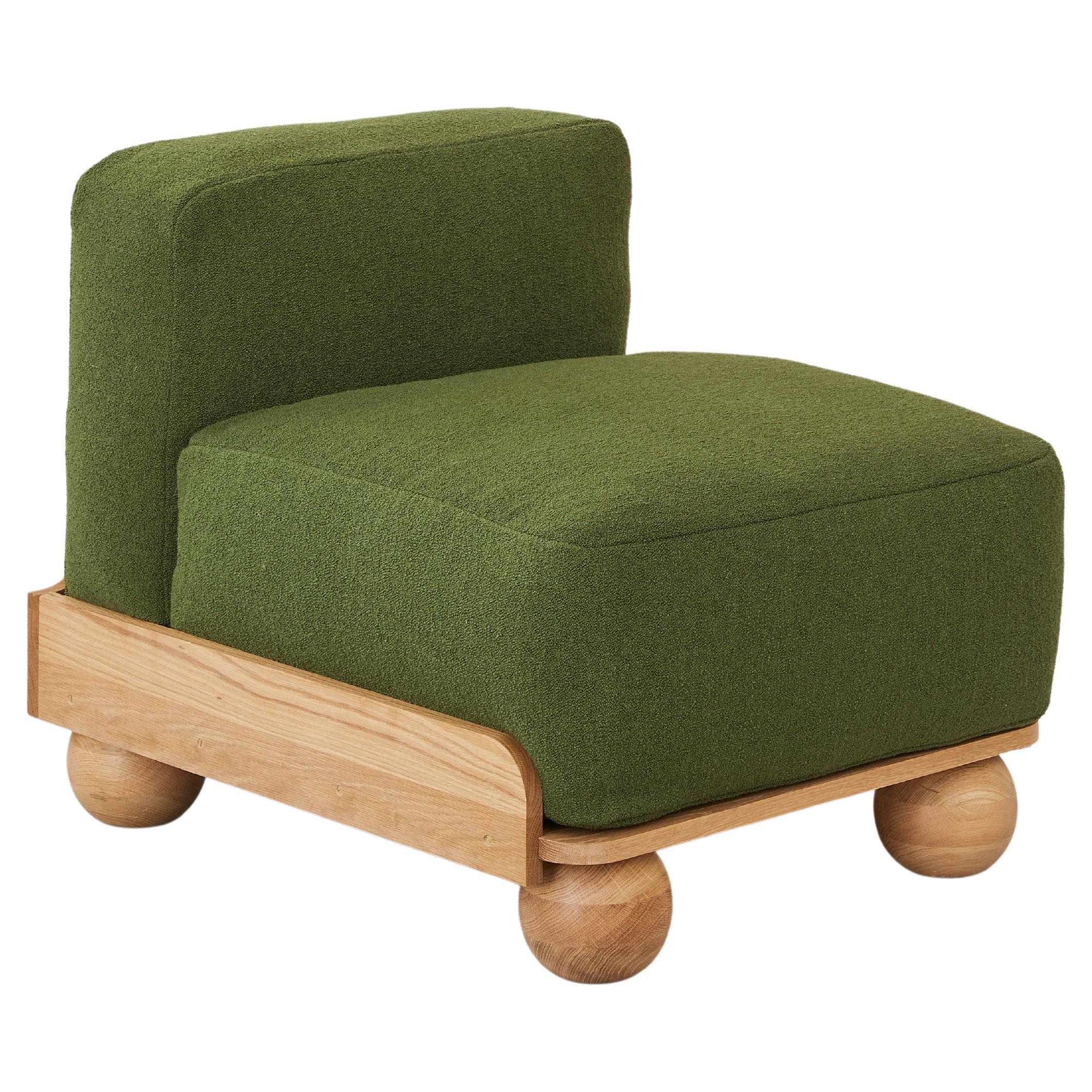 Cove Slipper Chair in Woodland Green For Sale