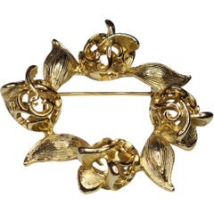 Coventry Yellow Gold Plated Floral Wreath Brooch