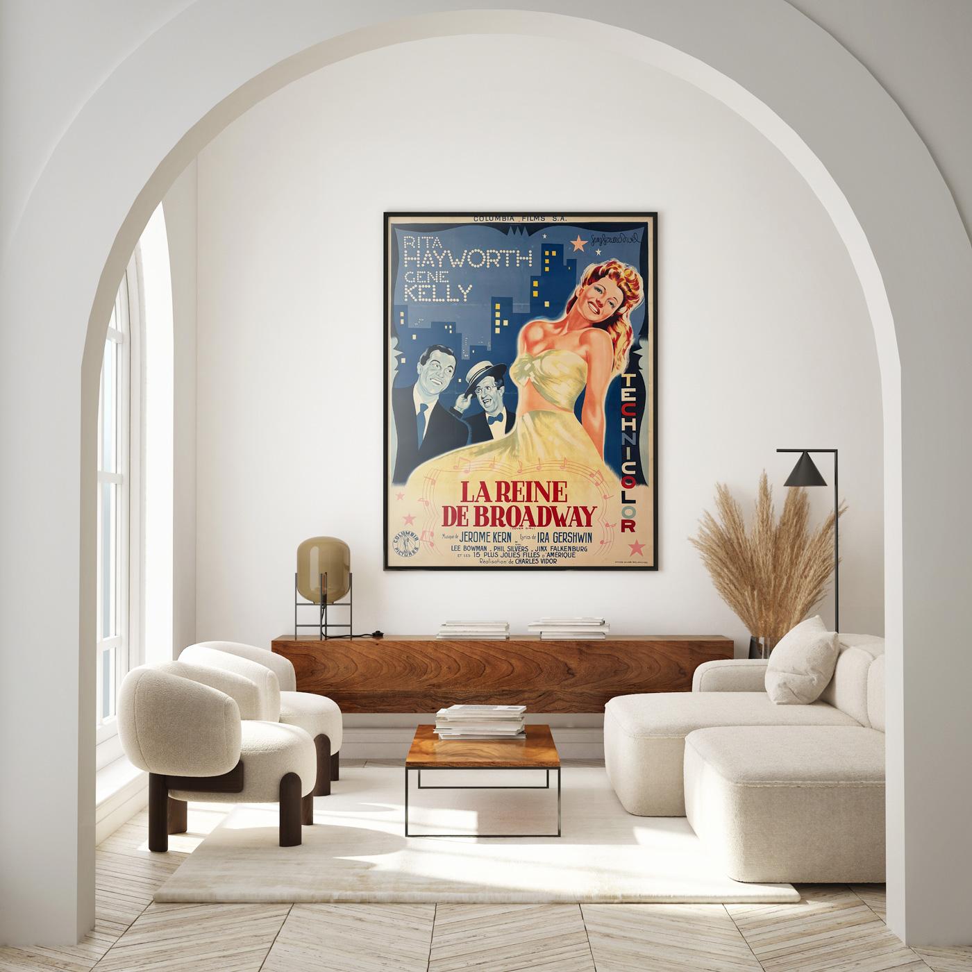 Cover Girl Il film musicale americano del 1944 diretto da Charles Vidor e interpretato da Rita Hayworth e Gene Kelly. Un'opera d'arte fantastica per la prima uscita francese del dopoguerra.

Questo poster cinematografico originale d'epoca è stato