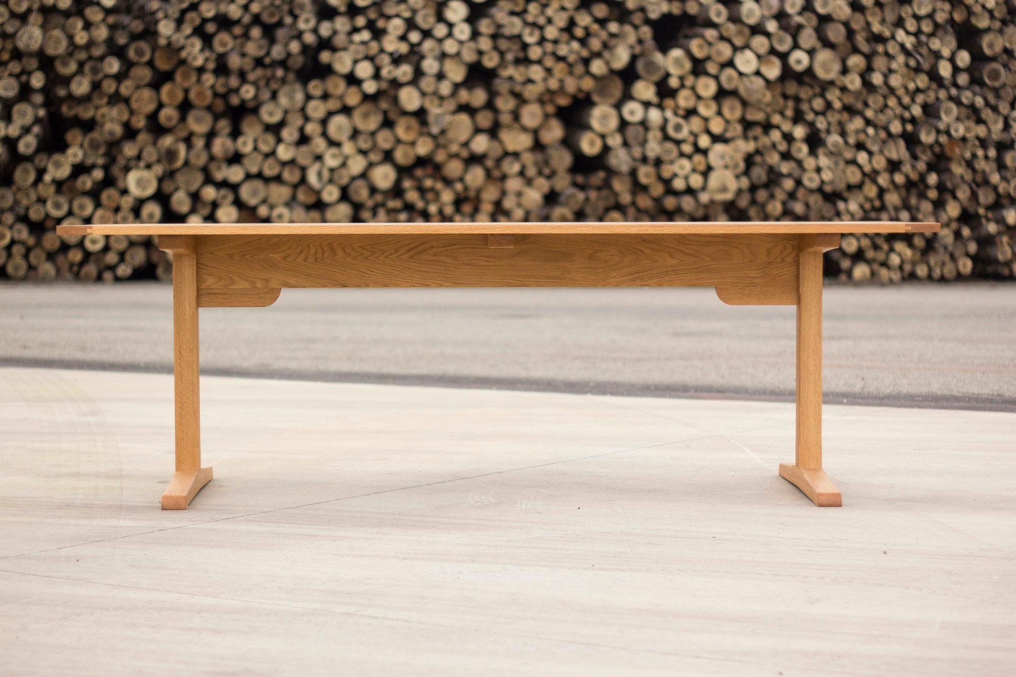 Spanish Handcrafted Shaker-Inspired Hancock Dining Table in Oak by Frank Buschmann For Sale