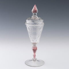 Covered Bohemian Goblet With Colour Twist Stem c1740