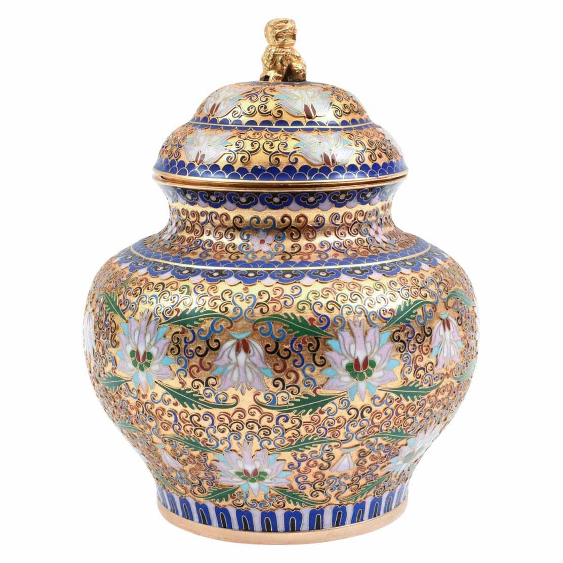 Covered Decorative Cloisonne Urn / Piece