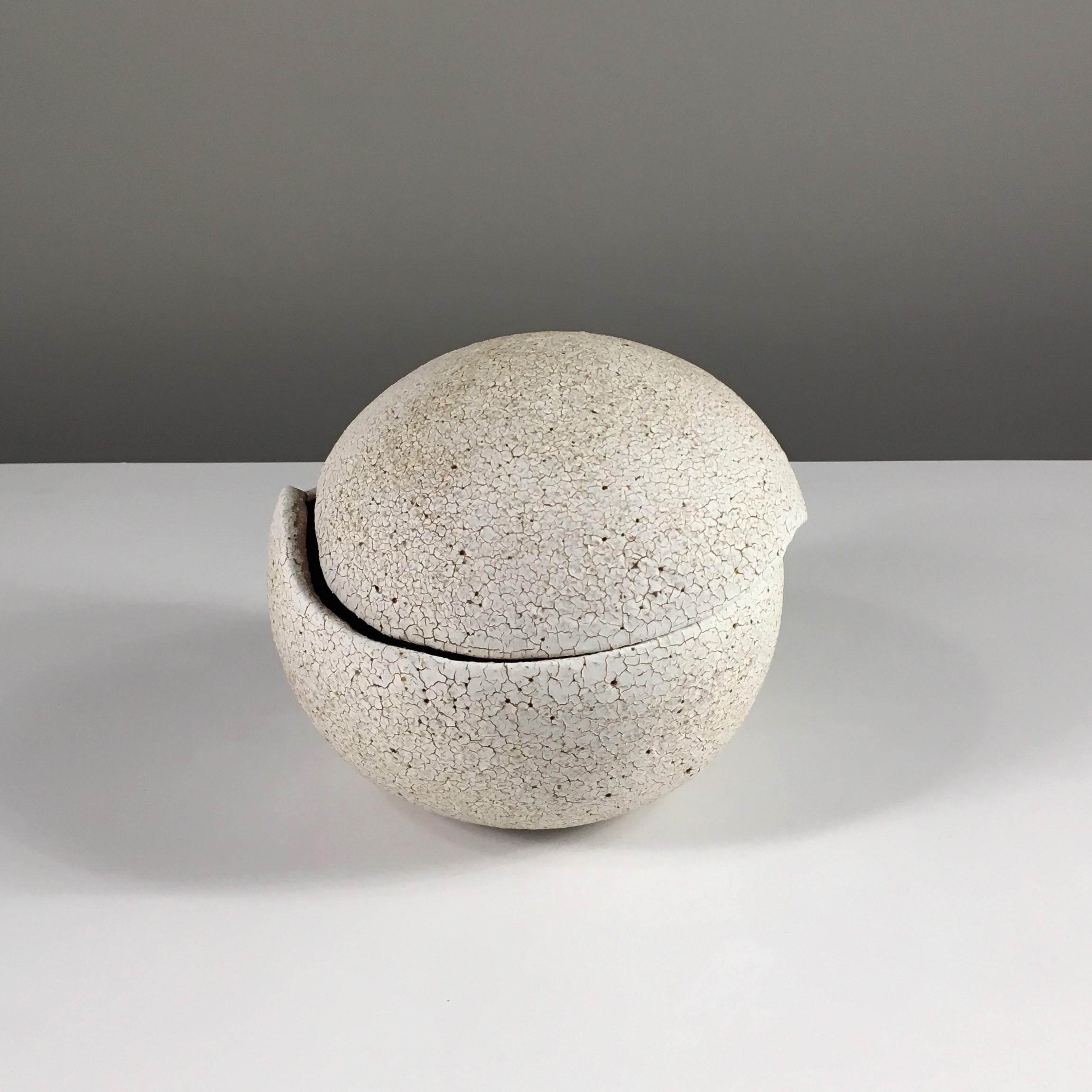 Organic Modern Covered Orb Vessel Pottery by Yumiko Kuga For Sale