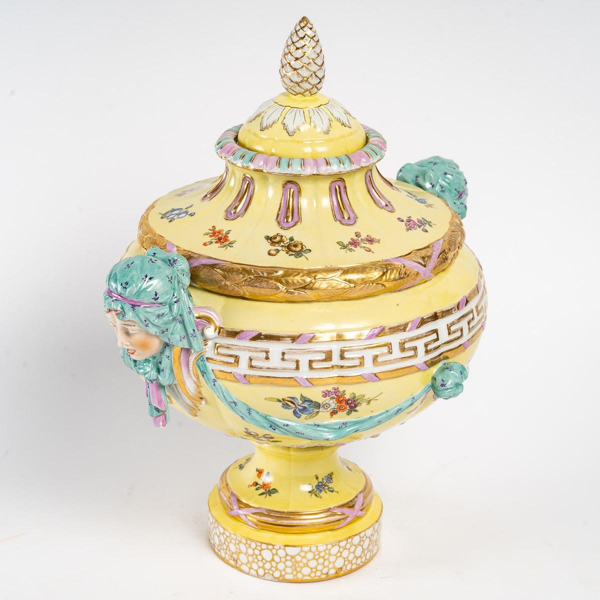 Napoleon III Covered Pot in Berlin Porcelain, KPM Manufactory, 19th Century. For Sale
