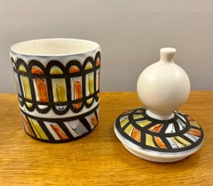 Covered pot with watercolor decoration by Roger Capron, France, 1970's