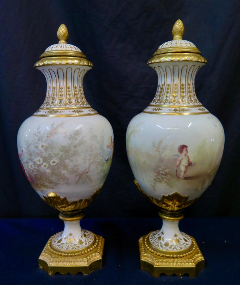 French Covered Urns 'attributed to Sevres' For Sale