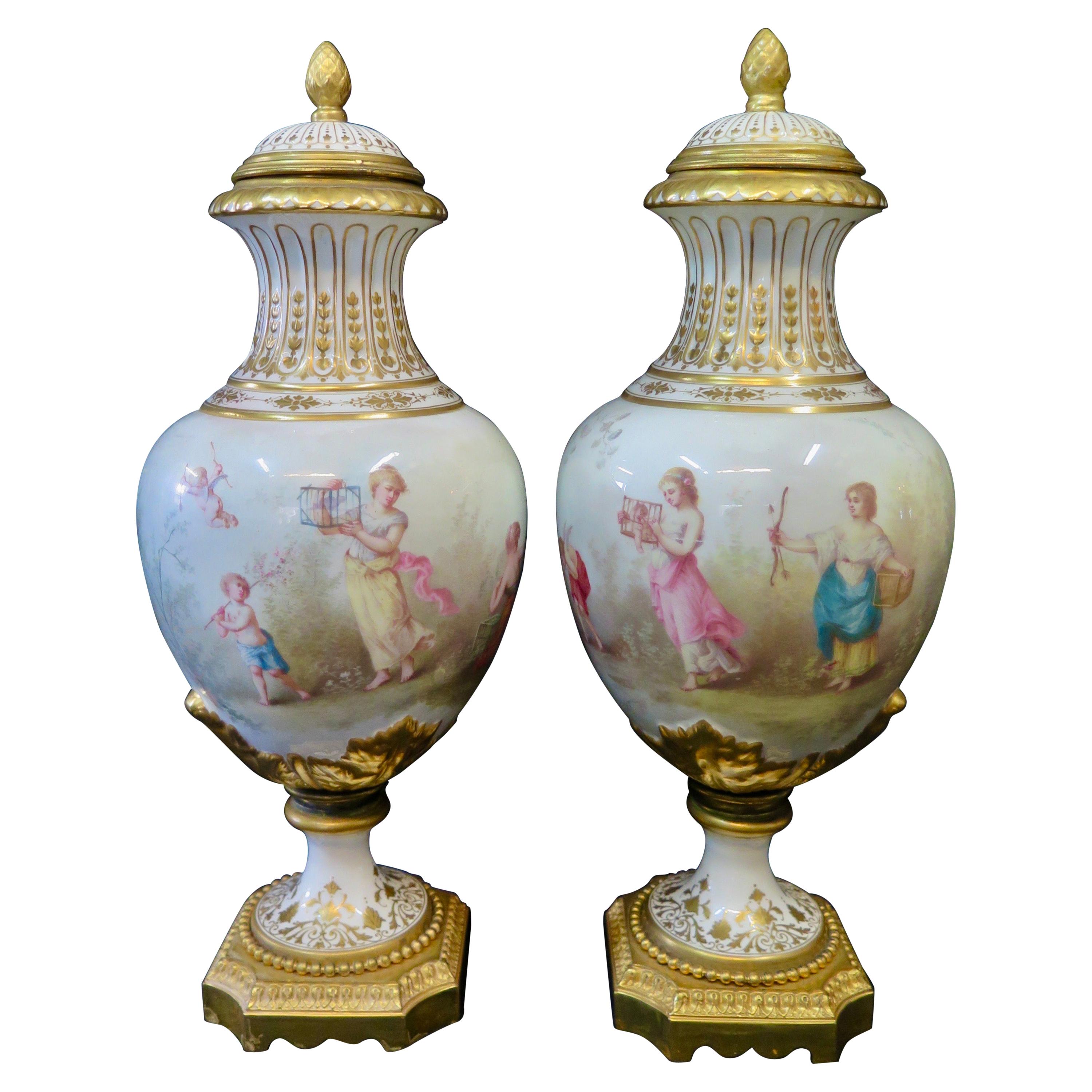 Covered Urns 'attributed to Sevres'