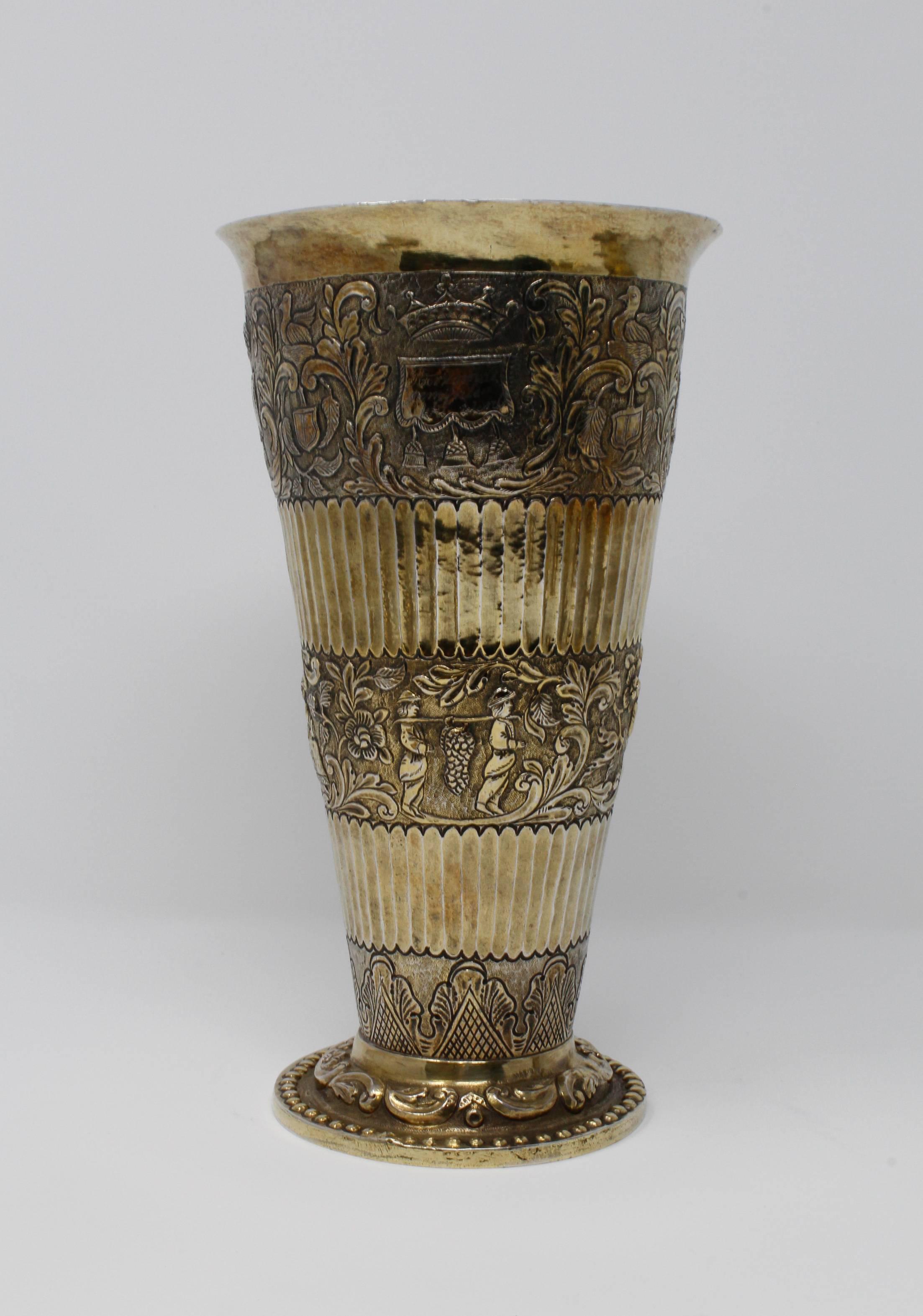 Covered Vases with Removable Lids, Gilt Silver, German in 17th Century Style In Excellent Condition For Sale In Santa Fe, NM