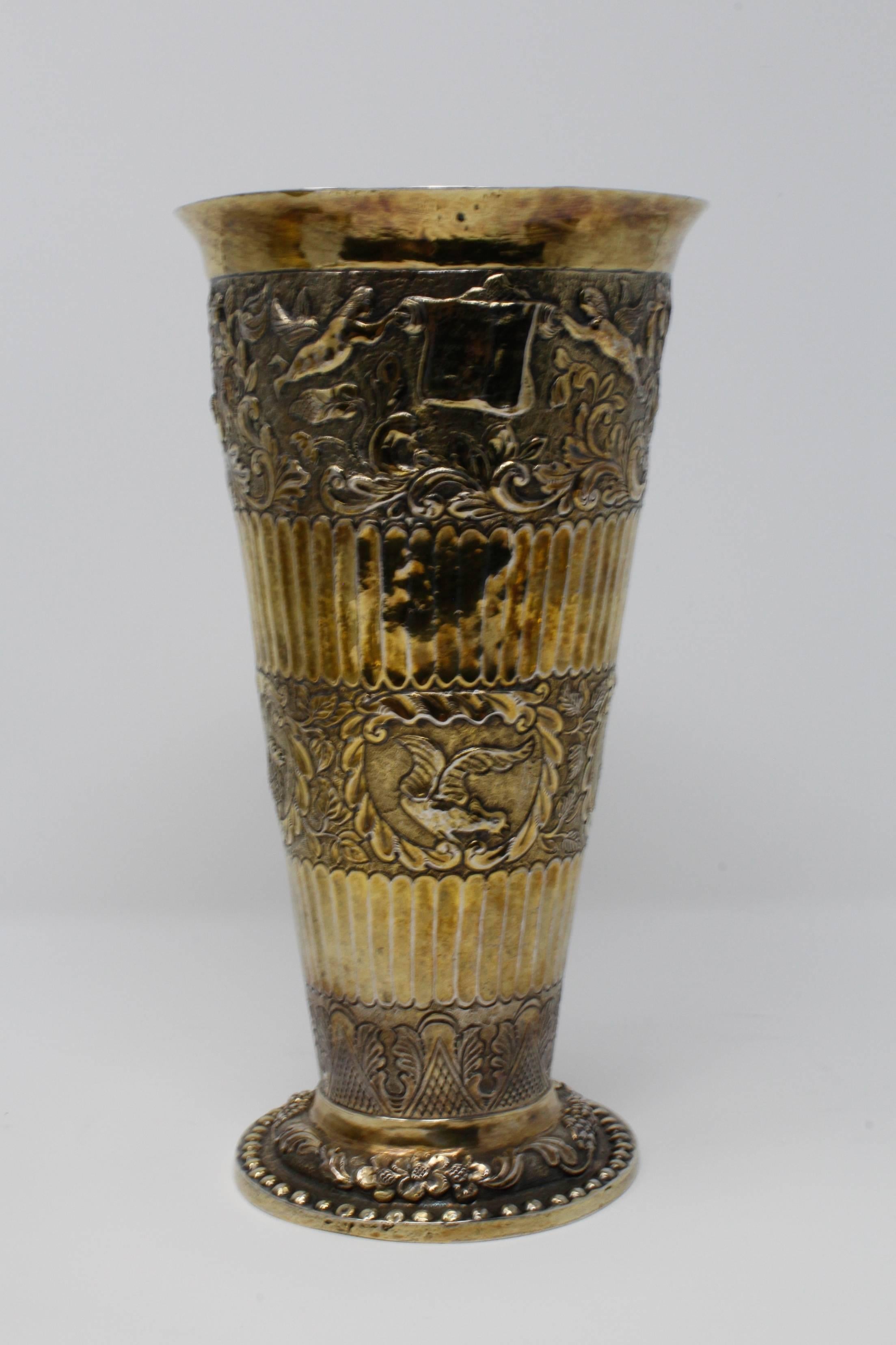 Women's or Men's Covered Vases with Removable Lids, Gilt Silver, German in 17th Century Style For Sale