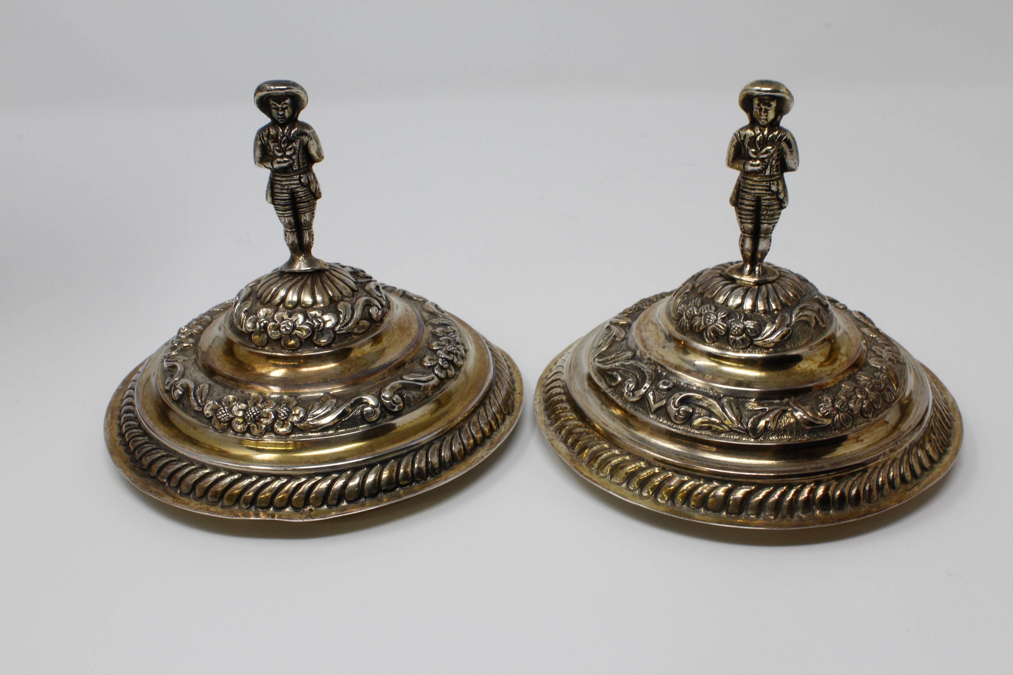Covered Vases with Removable Lids, Gilt Silver, German in 17th Century Style For Sale 1