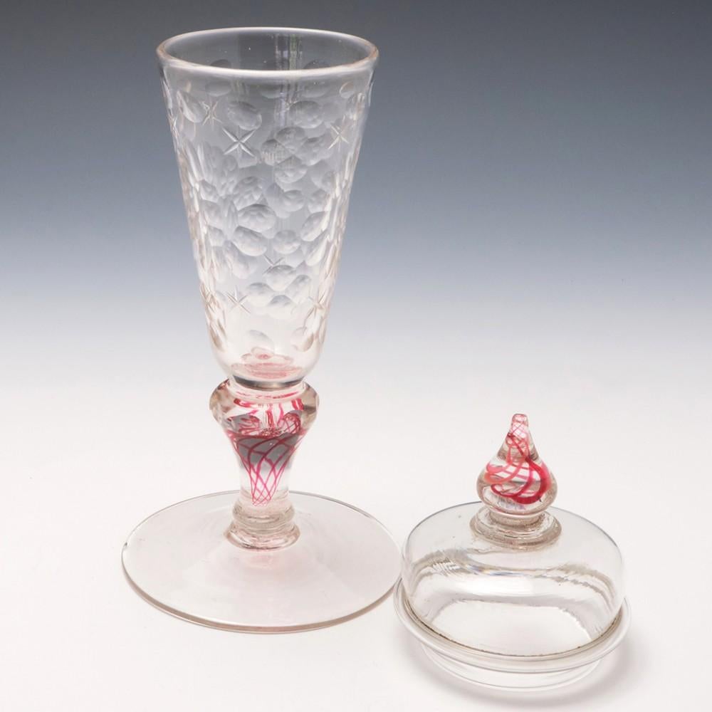 Covered Wine Goblet With Colour Twist Stem, c1730 In Good Condition In Tunbridge Wells, GB