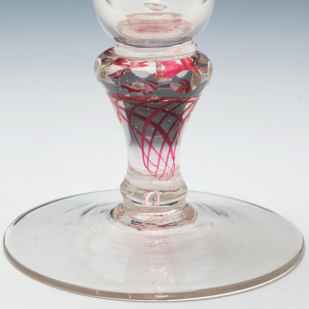 18th Century and Earlier Covered Wine Goblet With Colour Twist Stem, c1730