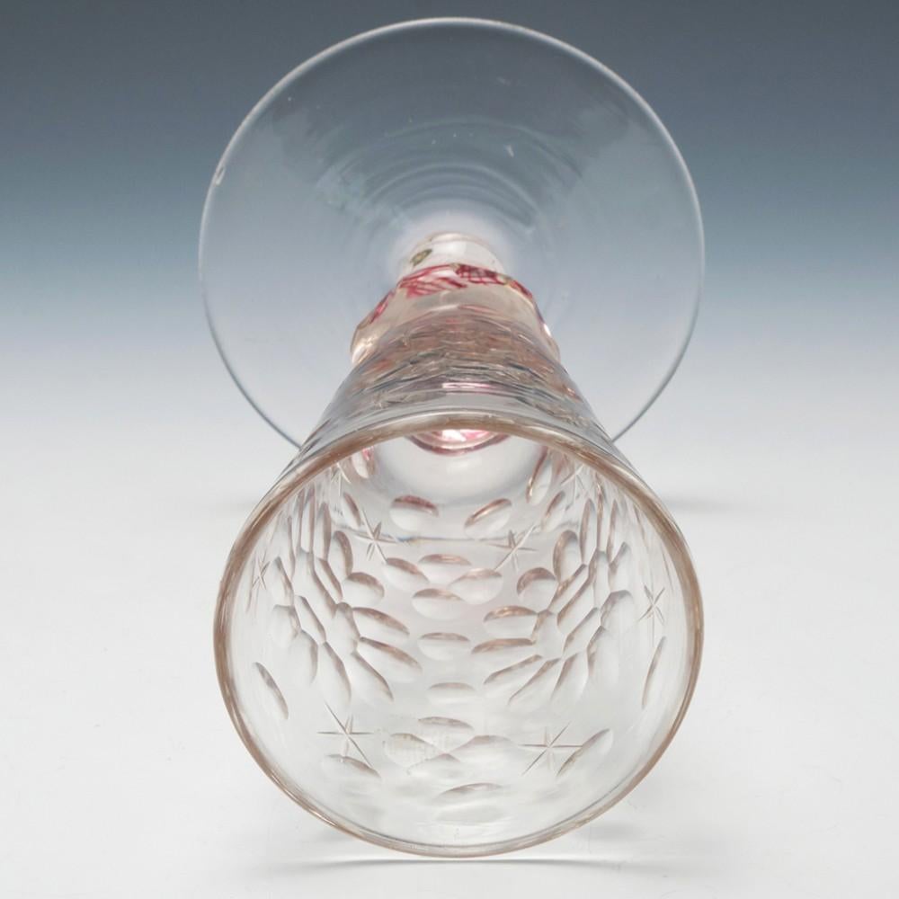 Glass Covered Wine Goblet With Colour Twist Stem, c1730 For Sale