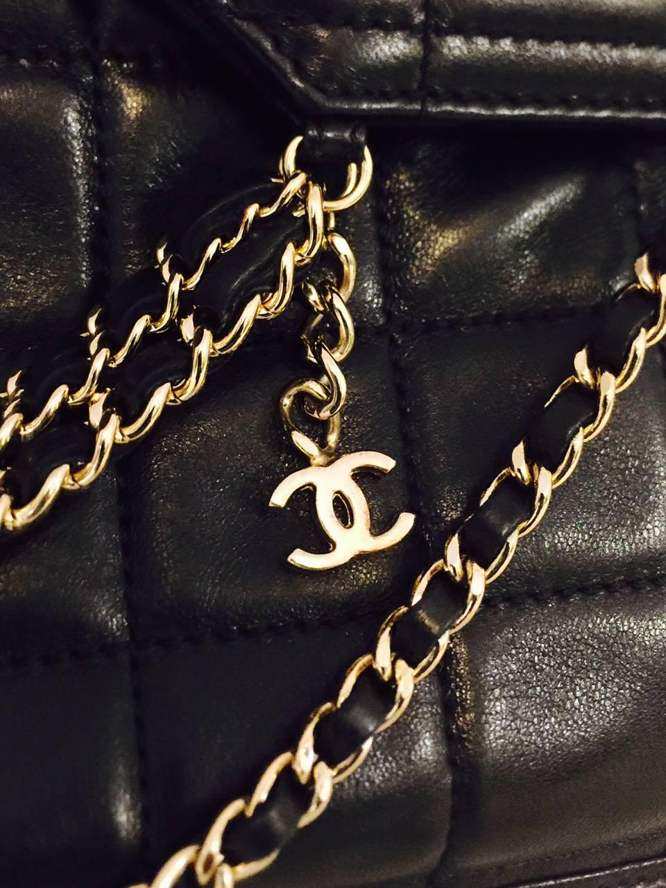 Coveted Chanel Box Quilted Fold Down Envelope Clutch Bag w/Multiple Chains In Excellent Condition For Sale In Palm Beach, FL