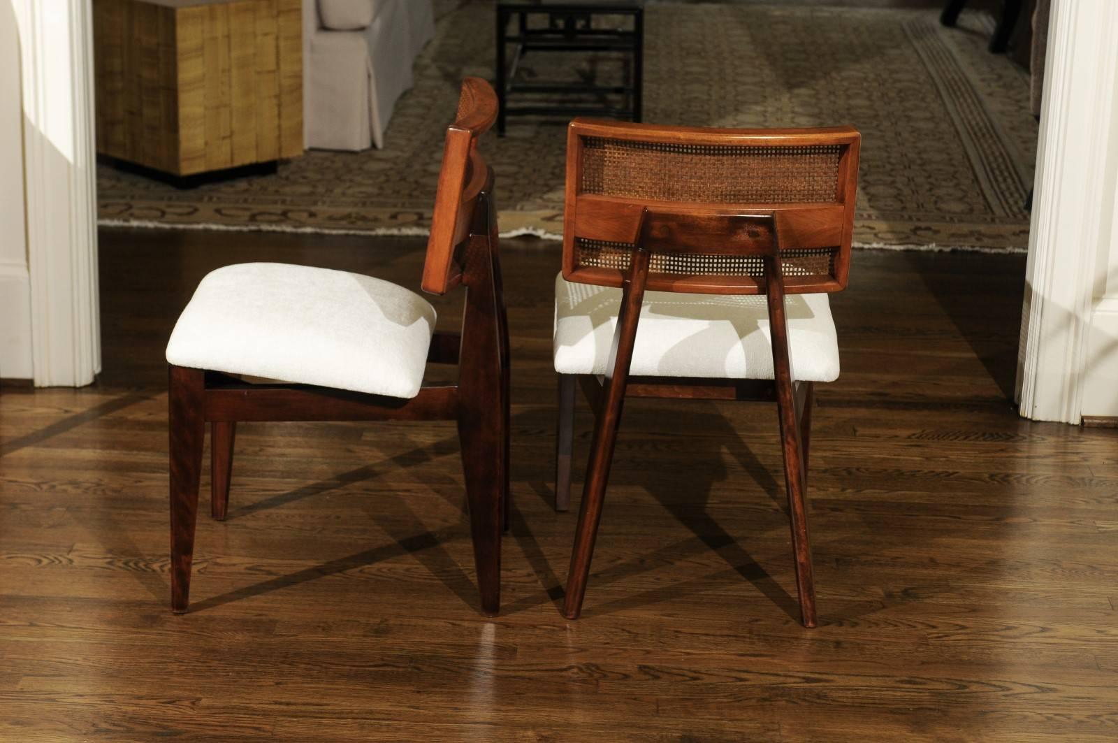 Coveted Restored Set of Eight Cane Dining Chairs by George Nelson, circa 1949 In Excellent Condition In Atlanta, GA