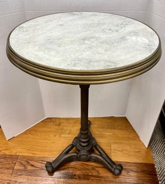 Coveted Vintage French Marble Round Top with Cast Iron Bistro Table
