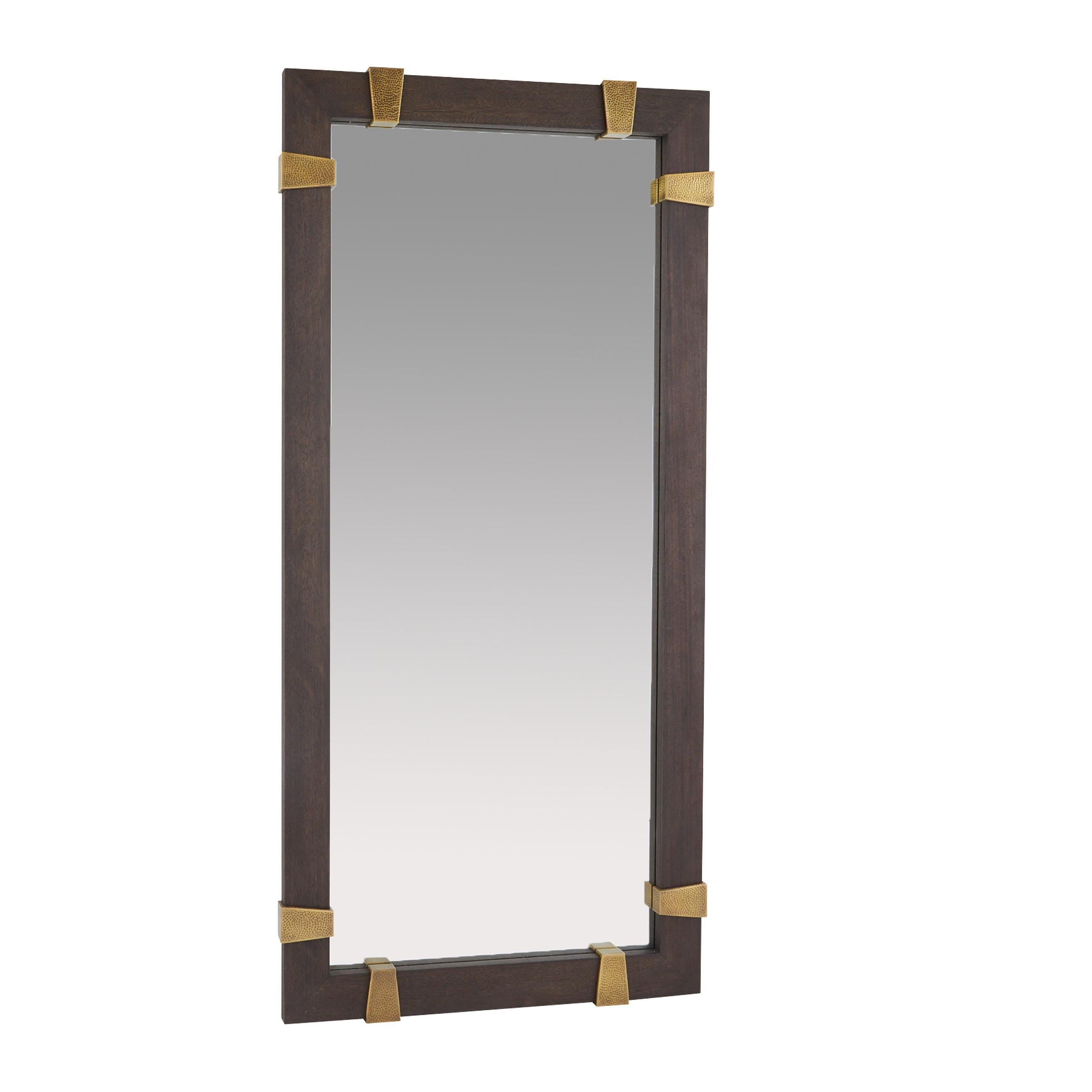 Espejo de pie Covington WMI53 - latón antiguo y madera de mango sable Latón en venta