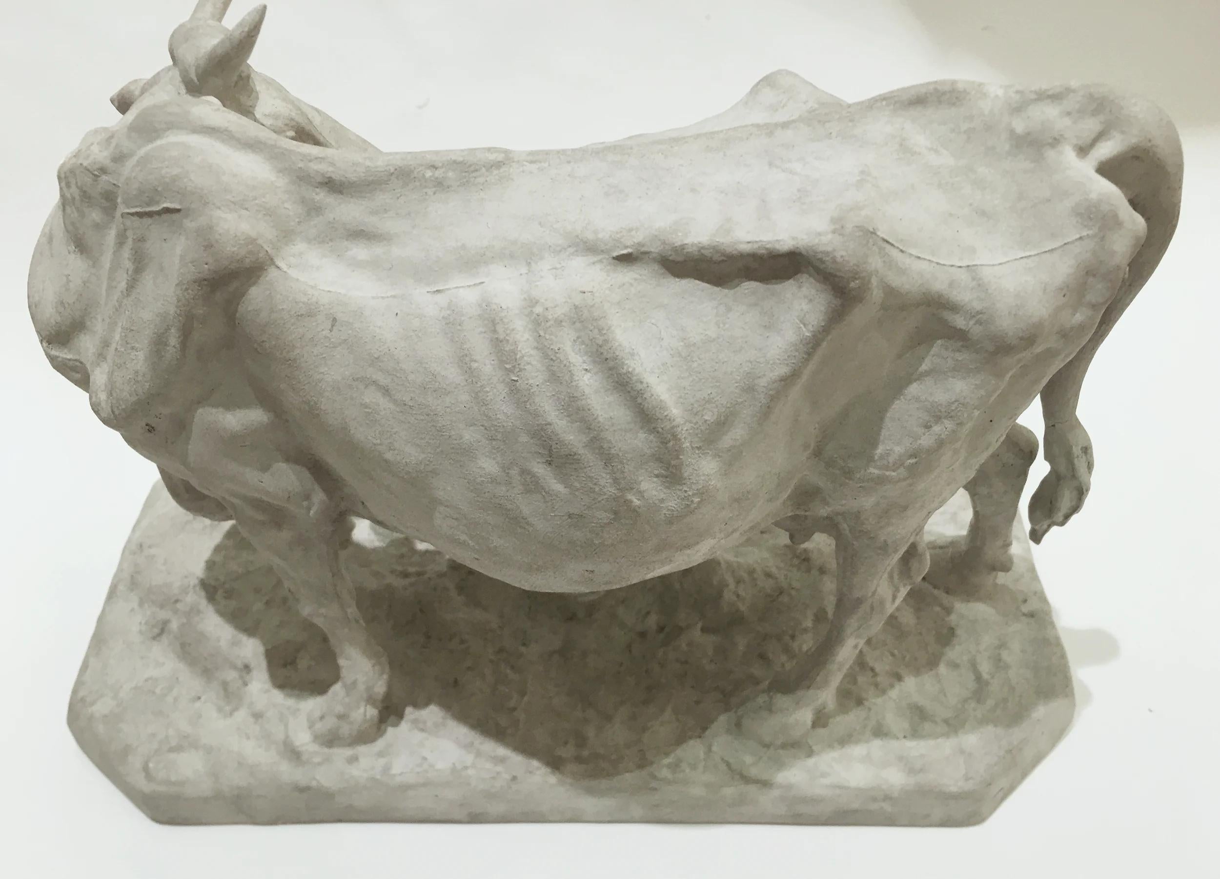 Metà XIX secolo Mucca e vitello, gesso da studio, di Pierre Jules Mêne, Francia, circa 1850 in vendita