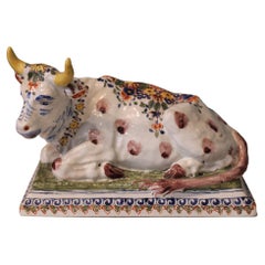 Antique Cow attributed to Delft earthenware, 18th century