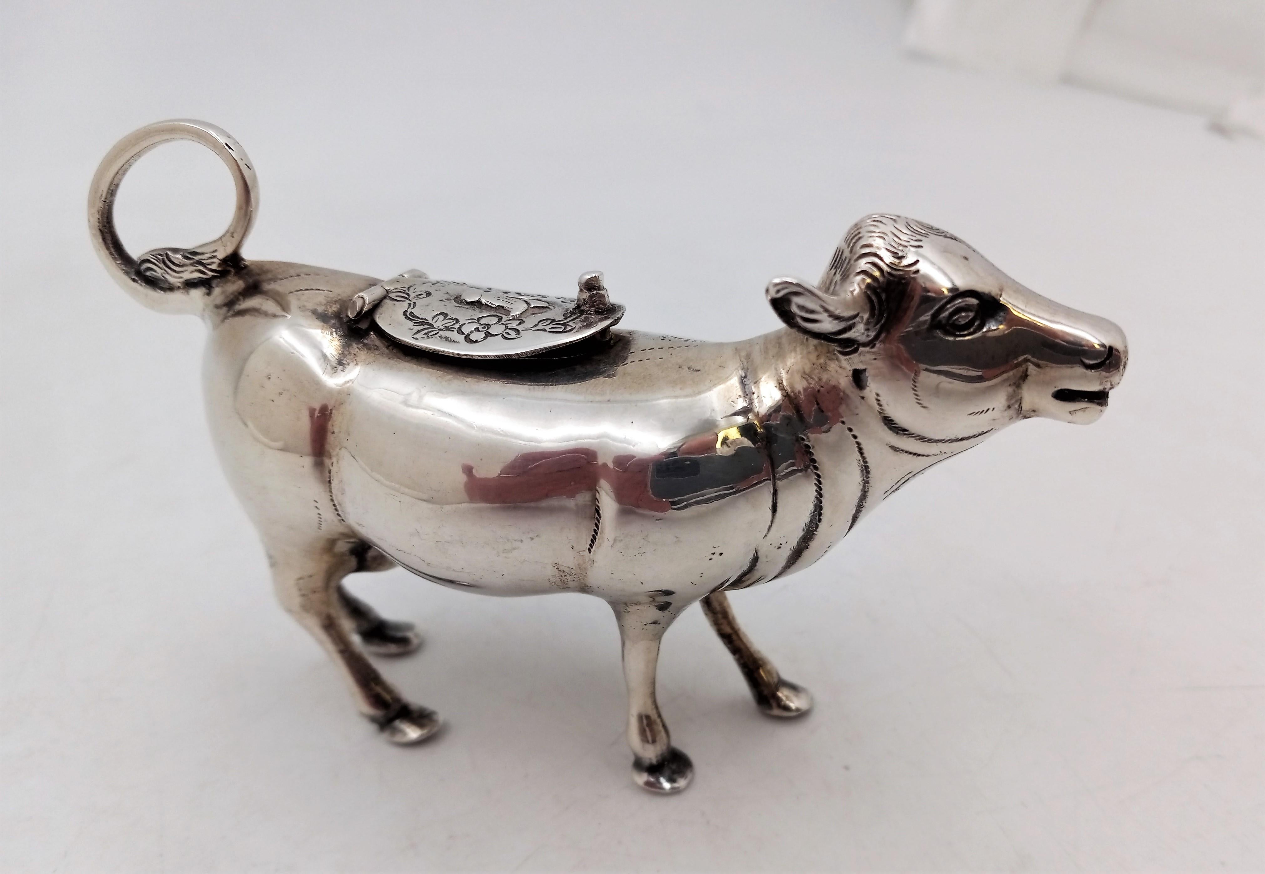 Cow creamer sterling silver Germany early 20th century/ Measurements: 4 1/2