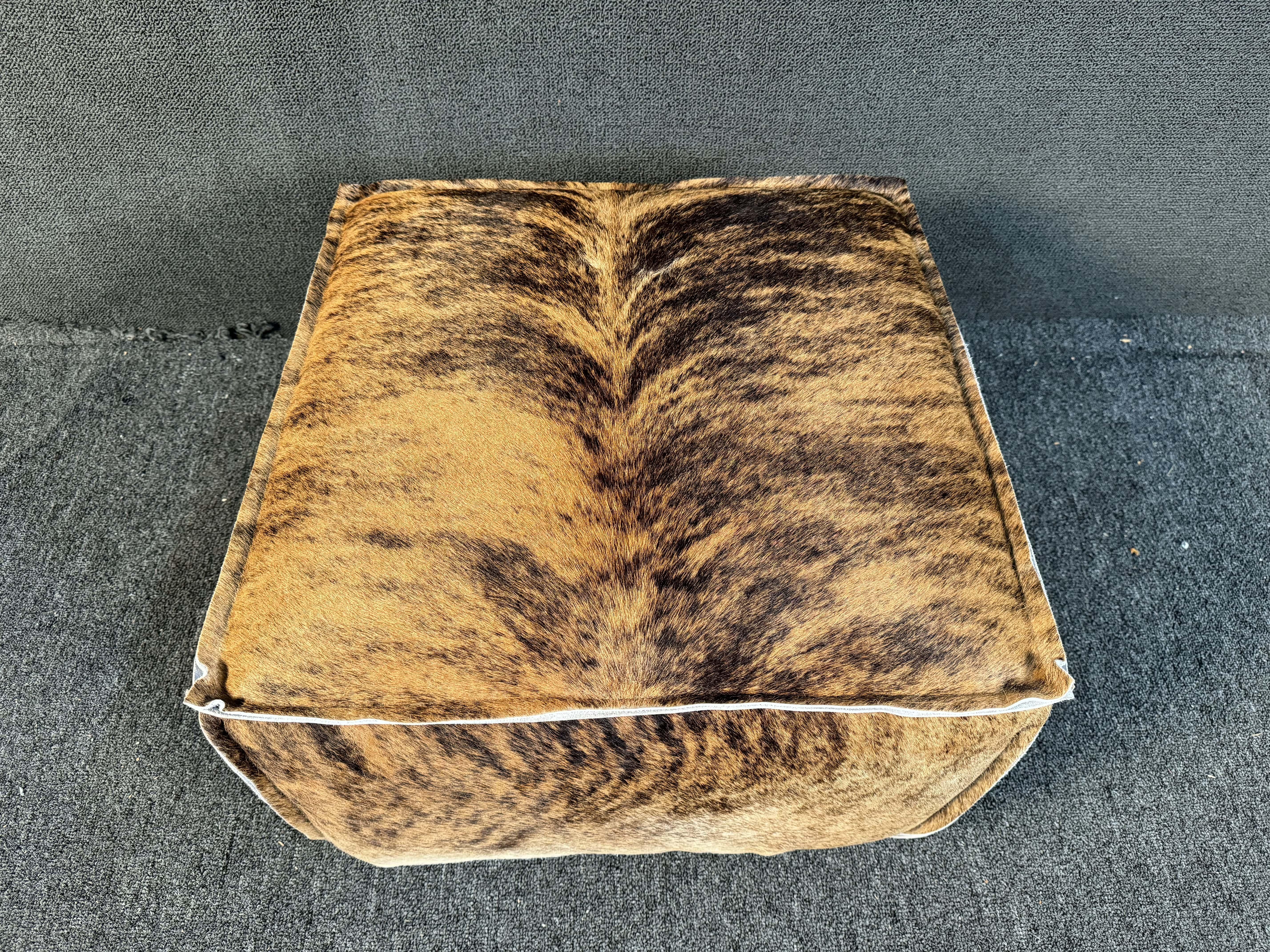 Cowhide Upholstered Ottoman In Good Condition For Sale In Brooklyn, NY