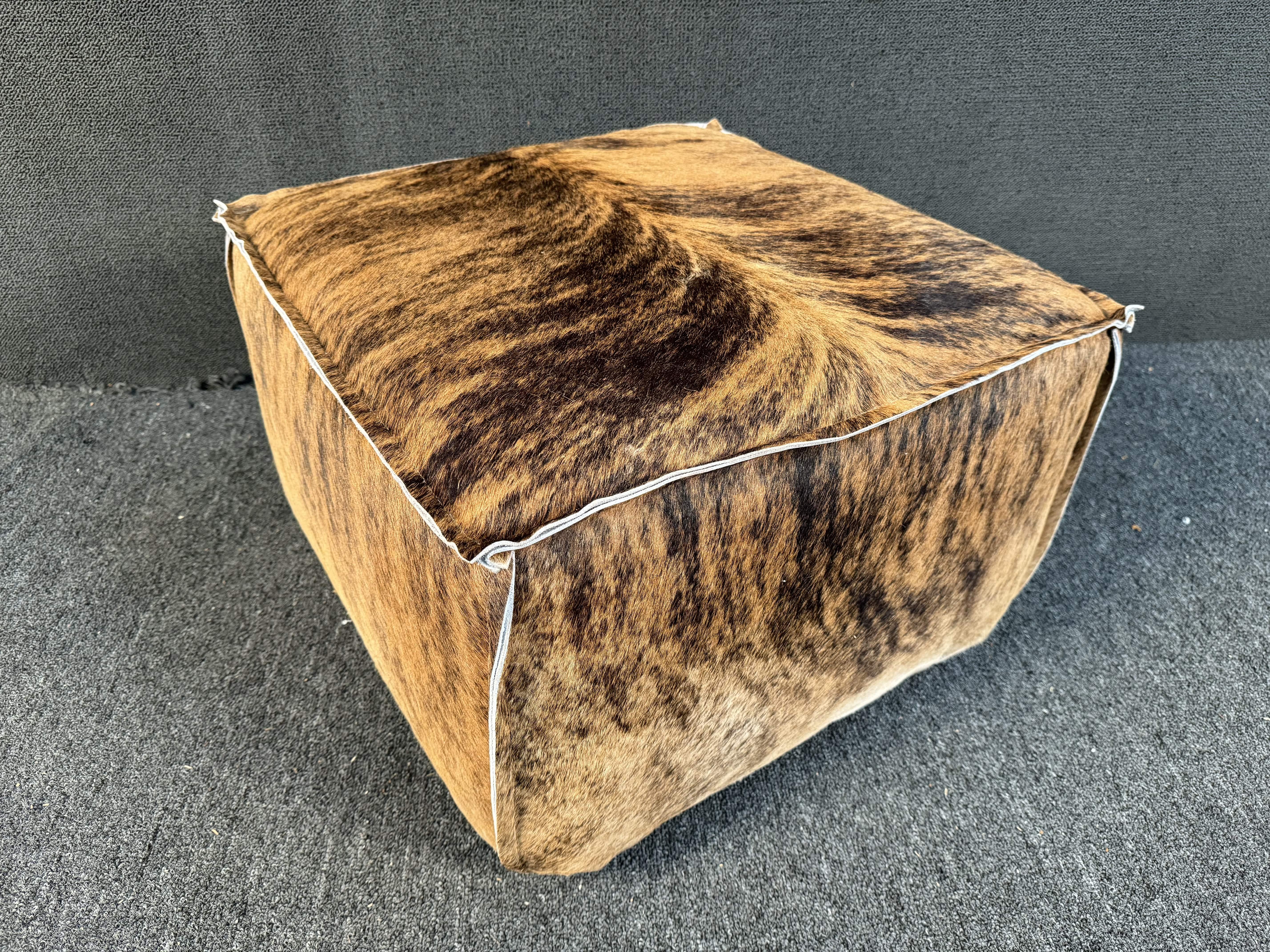 Cowhide Upholstered Ottoman For Sale 3